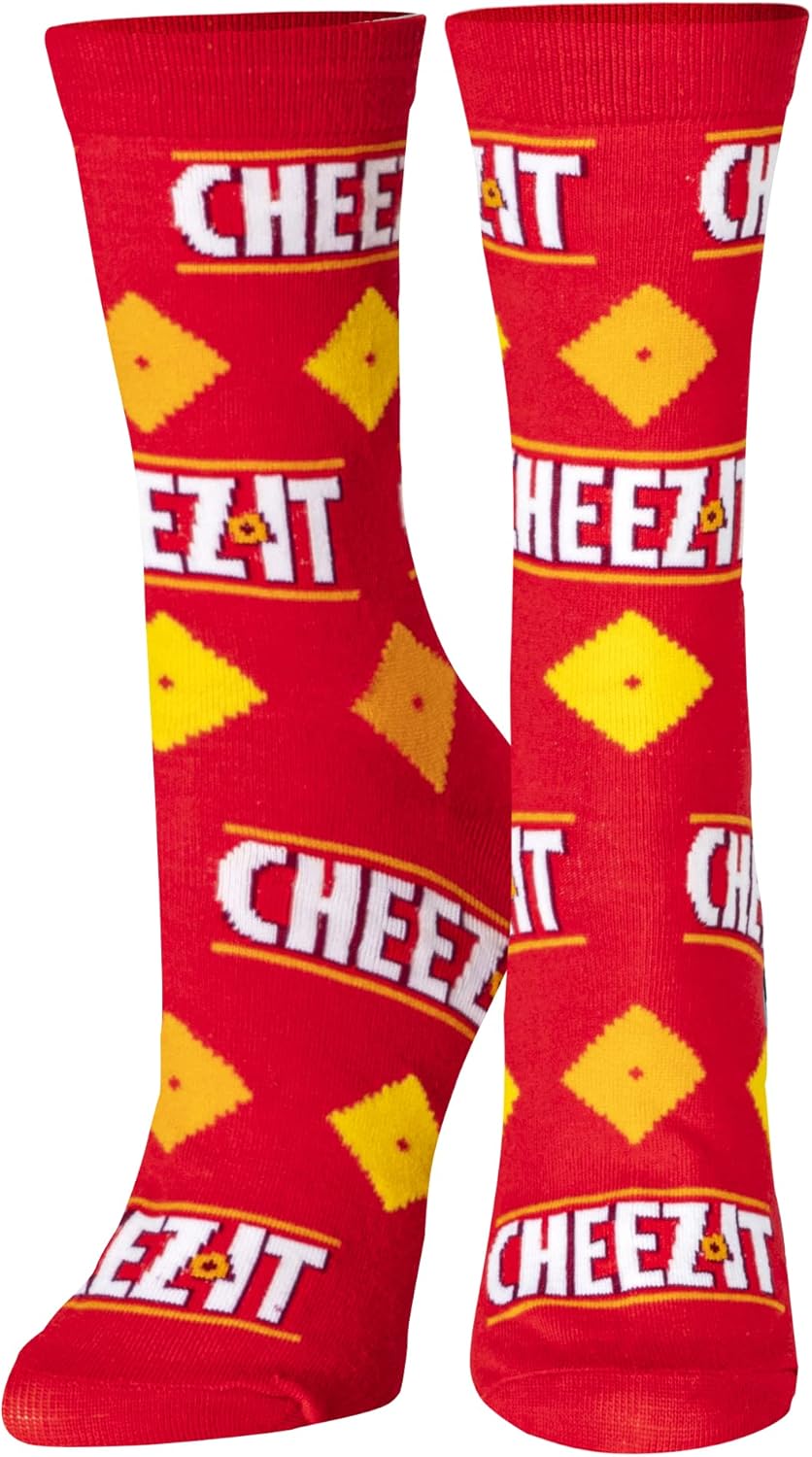 Crazy Socks - Cheez-It Snack Food Crew Socks - Officially Licensed Funny Novelty Gift Sock-Cozy Daily Wear