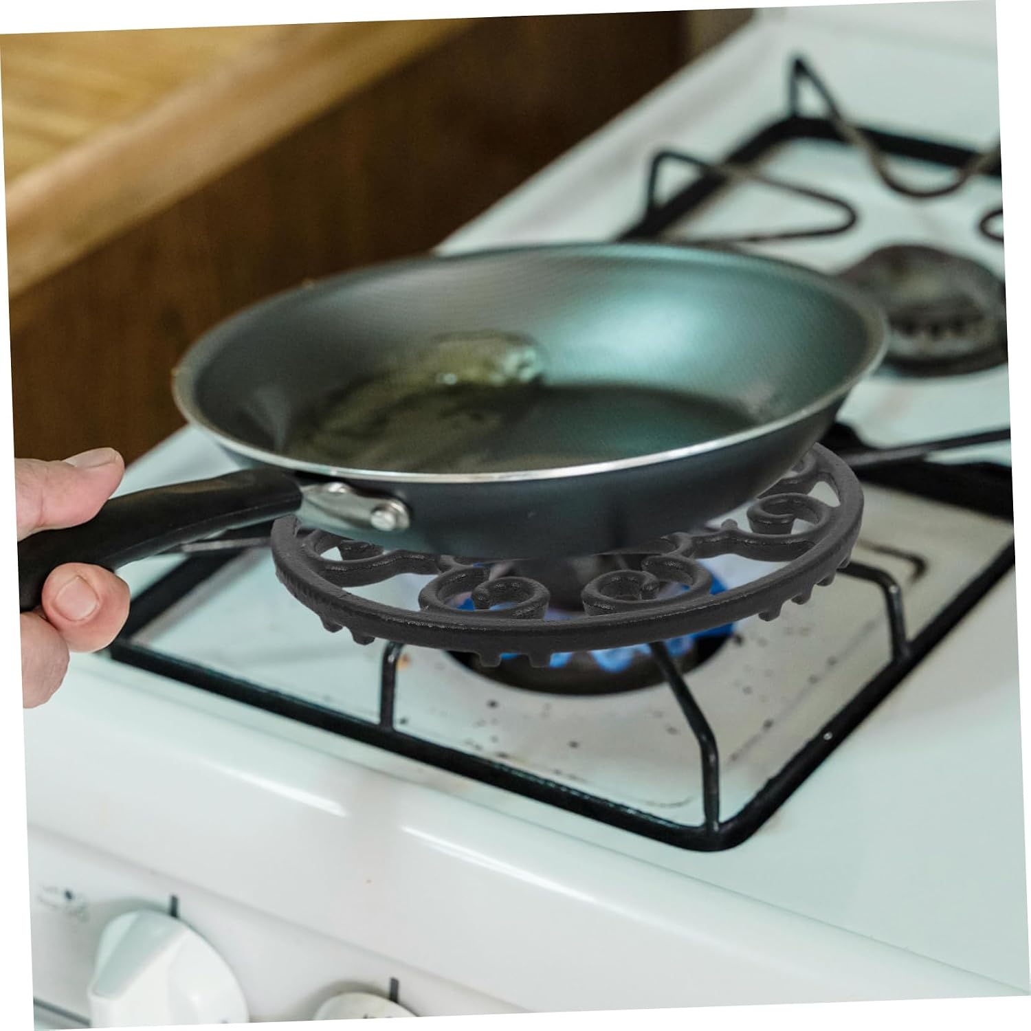 KICHOUSE Wok Support Rack Slip Holder for Gas Stove Cooktop Stable Cooking Surface for Smaller Pans and Kettles Versatile Kitchen Essential Compact Design