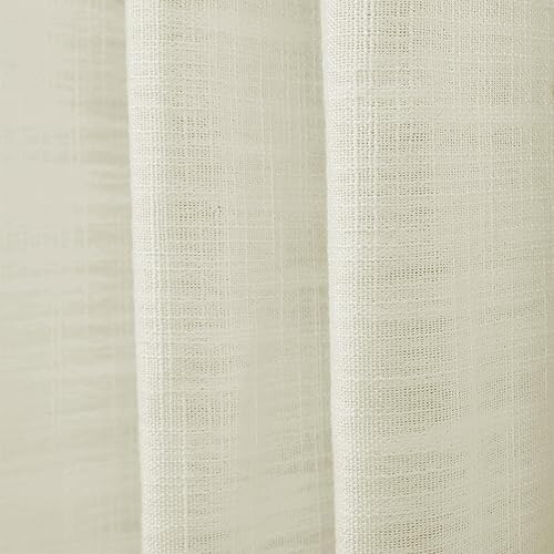 Miniatura 8 de TWOPAGES Cortina plisada de mezcla de lino marfil para comedor, cortina con forro de doble capa para oscurecer la habitación, filtro de luz, cortina