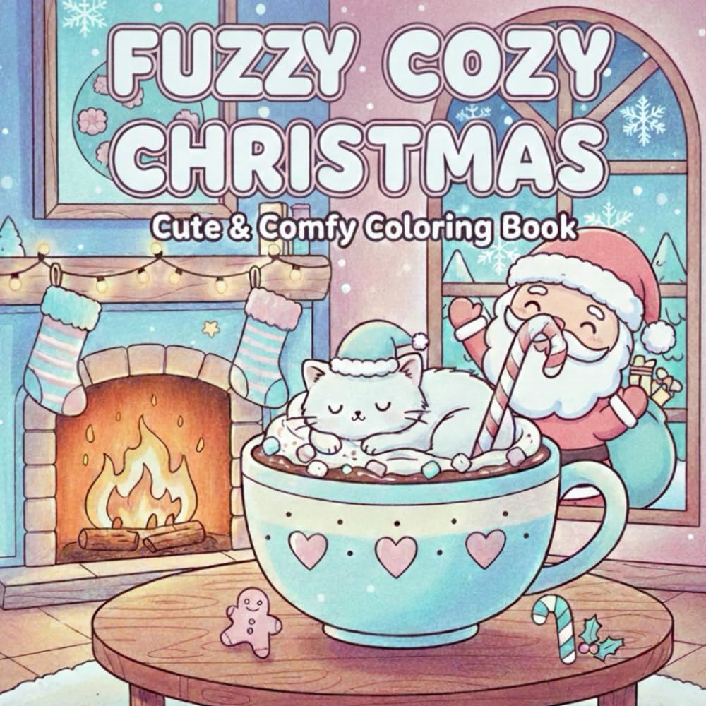 Cozy Christmas: Cute & Comfy Coloring Book: Coloring Book for Adults and Teens Featuring Adorable Characters, Festive Christmas Scenes, and Cozy ... libro da colorare Cozy Fuzzy Christmas
