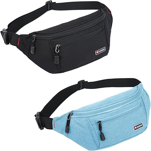 Paquete de 2 riñoneras para hombres y mujeres, riñoneras deportivas resistentes al agua, para viajes, senderismo, correr