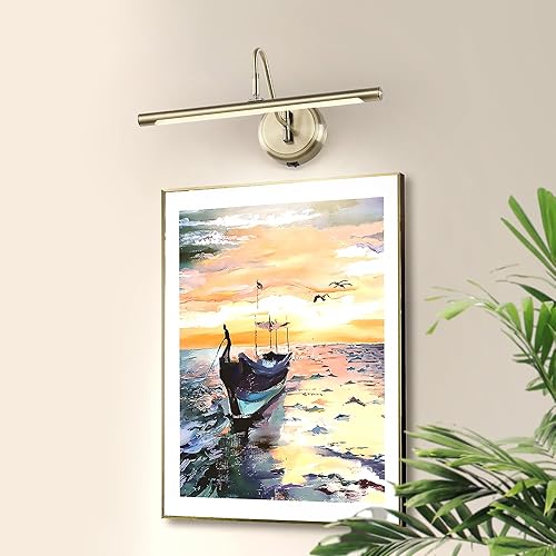 Miniatura 9 de JOOSENLUX Luces de Pared Modernas a Batería Bronce Antiguo Luces Inalámbricas para Cuadros de Pared de 16.5 Pulgadas Regulables Luces Bajo Encimera