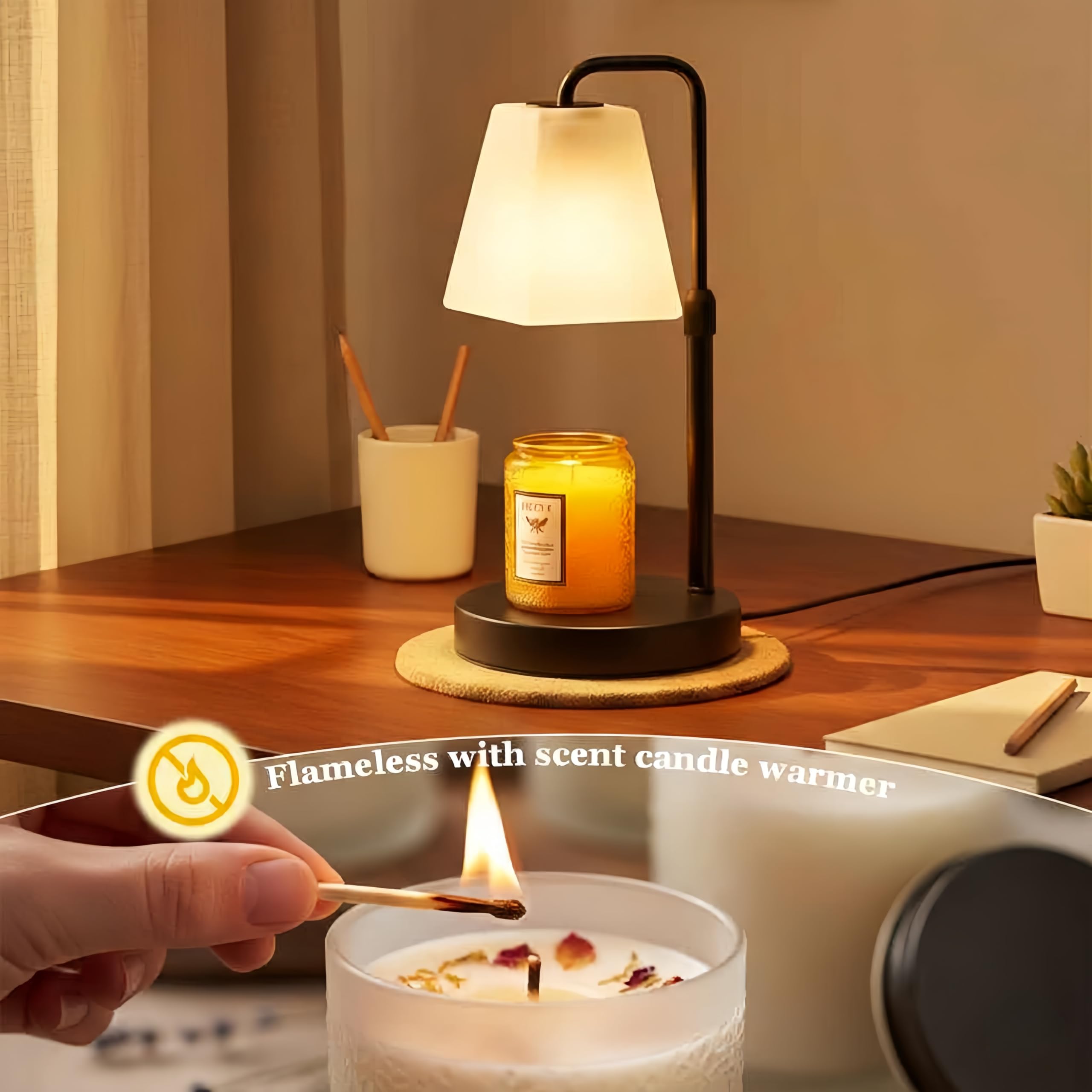 QUIGO Kerzenwärmer Lampe für Duftkerze im glas, Candle Warmer Lamp Home Decoration Dimmbare Kerzen mit Timer Lampe Schlafzimmer, Elektrische Table Lamp Bedside Mama Geschenk Freundin