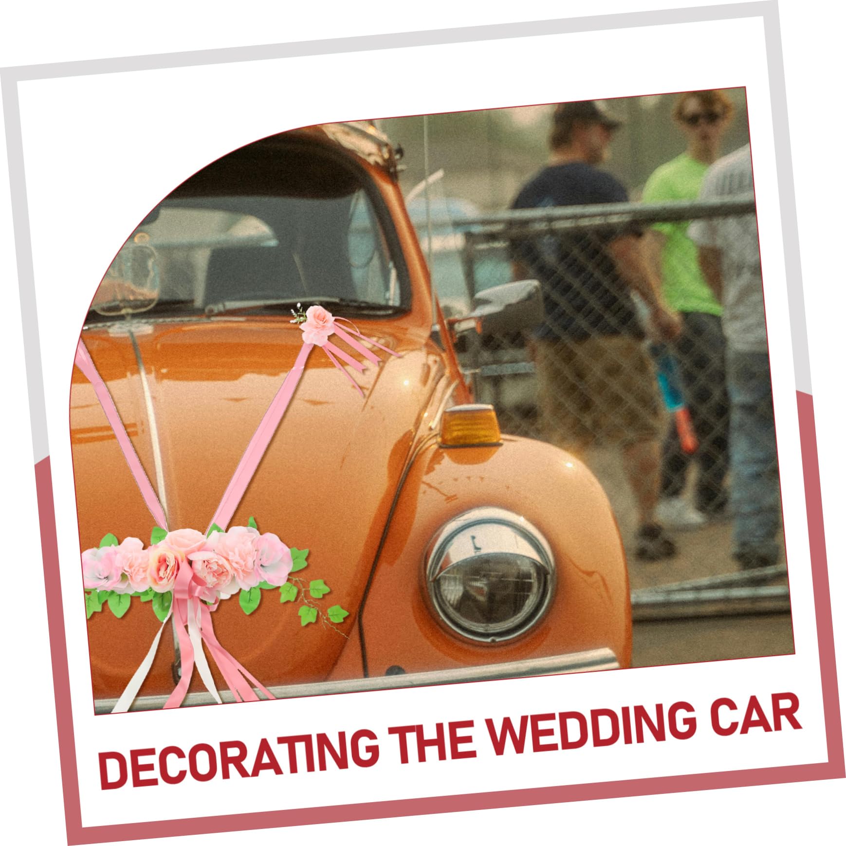 Amosfun Hochzeitsauto Elegante Dekorationsset für Hochzeit mit Deko Seidenblumen Künstliches Schleife für Motorhaube und Brautparty