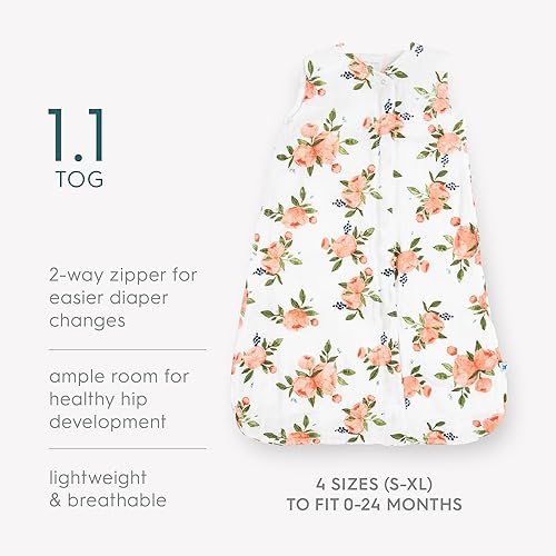 Miniatura 5 de Little Unicorn Saco de dormir de muselina prémium de 6 a 12 meses, 1.1 TOG, algodón de muselina suave y transpirable para un sueño más seguro,