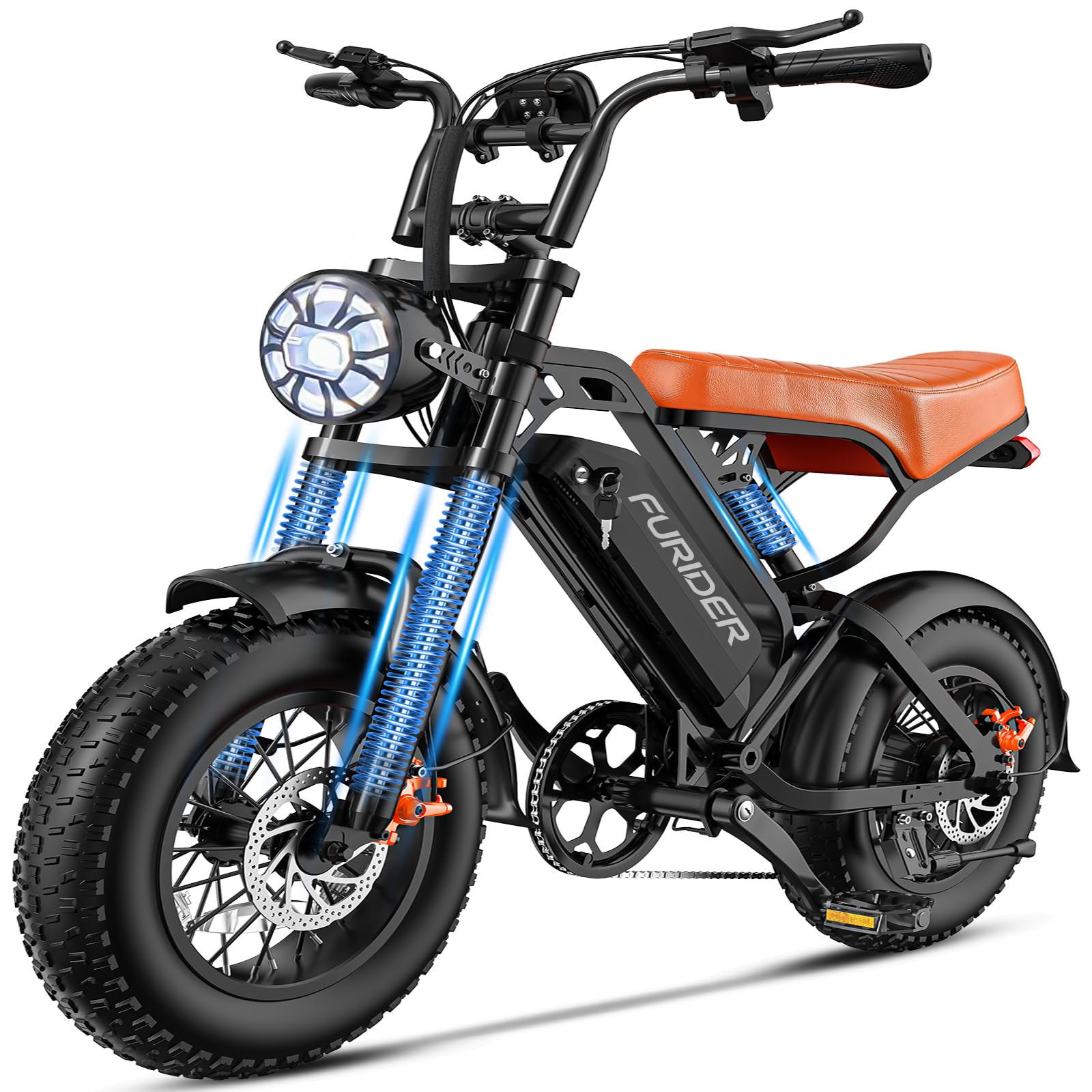 Electric Bike for Adults, 1200W Peak Power Ebike, 28MPH, 48V 18Ah Removable Battery, 35-Mile Range, 500LBS Load, 16'' Fat Tire Electric Dirt Bikes, Electric Mountain Bicycles for All-Terrain