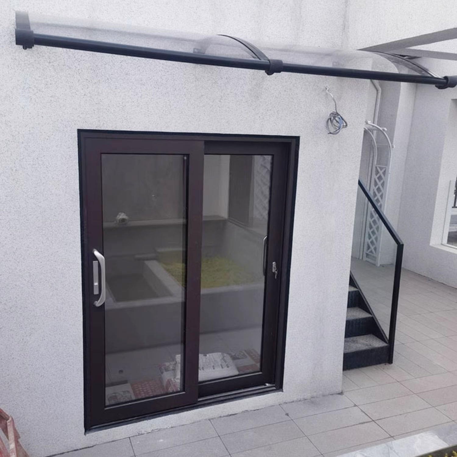 Clear Polycarbonate Door Window Awning Canopy Maintenance-Free Ideal for Rain Snow and UV Protection Customizable for Porch Patio Deck(70x127cm)