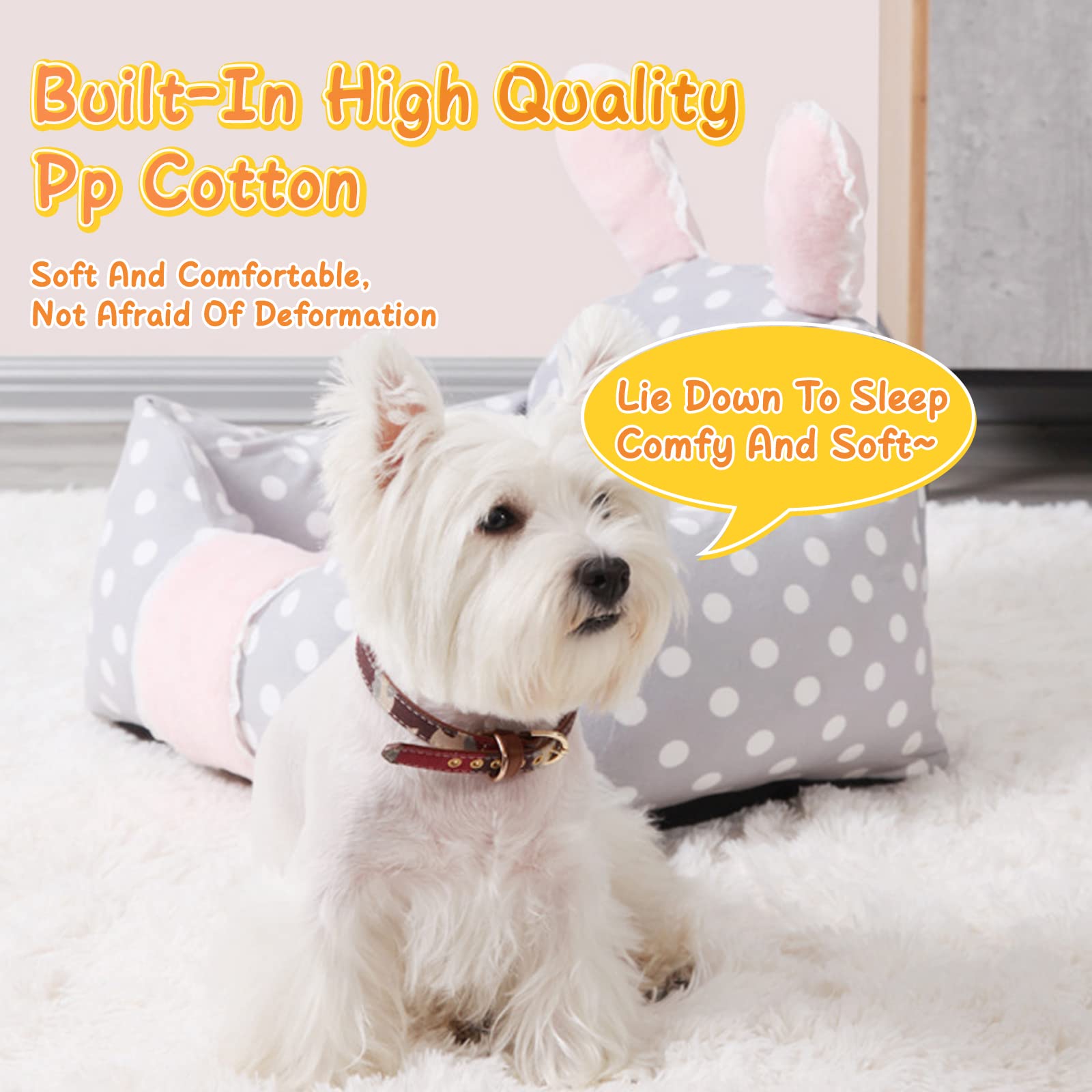 PETCUTE Katzenbett Hundebett,Haustierbett für Katzen und kleine Hunde,Waschbar Kaninchen Design Katzen Bettchen,Niedliches Lustiges Katzenbett,Extra Weich Hundesofa Hundekissen,Warme Hundematratze