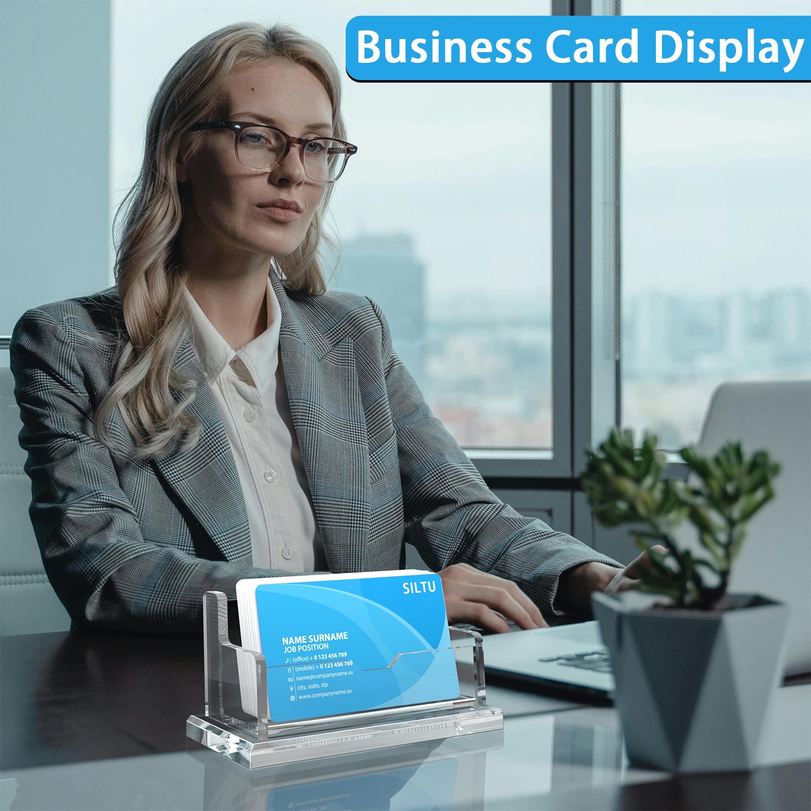 Silut Clear Business Card Holder - Desk Organizer -6