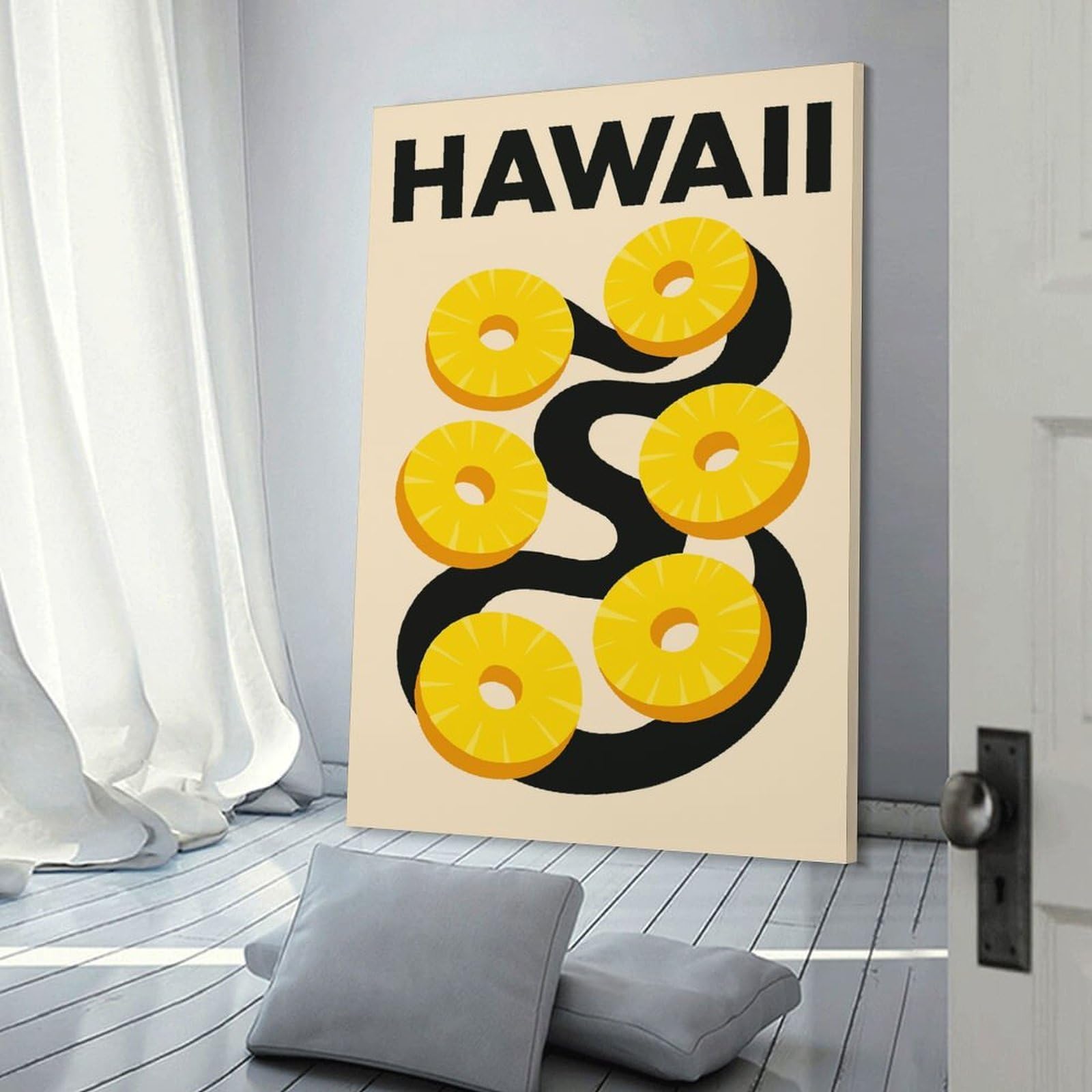 Junmoney Hawaii Pineapple Travel Canvas Wall Decor, 16x24inch(40x60cm), for New Homes, Bedrooms Or Workspaces, Gift Idea for Housewarming And Birthdays