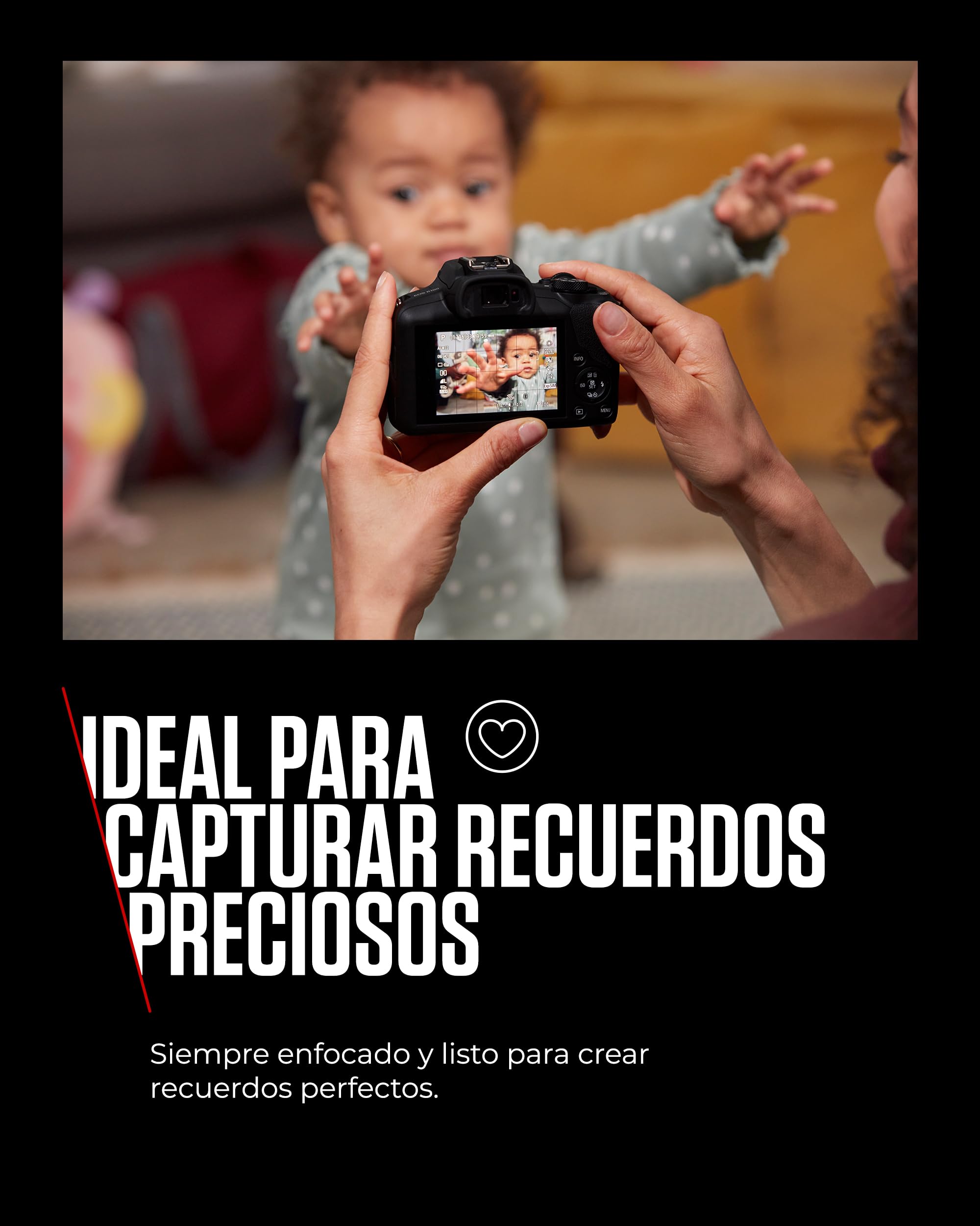 CANON EOS R100 Cámara Mirrorless + Objetivo RF-S 18-45 mm + RF 75-300mm Kit Doble Zoom, Cámara Evil APS-C (24,1 MP) -4 EV, Vídeo 4K 25 fps, Dual Pixel CMOS AF, Wi-Fi y Bluetooth, Negro