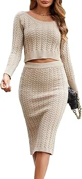 ニット/セーター EDIT.FOR LULU - 2022ss leinwand fruit mix crochet top Amazon.com: Quzzion Women's Fall 2 Piece Outfits Knit Long