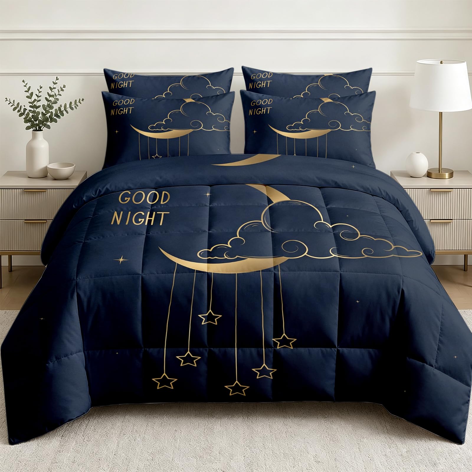 Générique Couette sans Housse 4 Saisons Croissant De Lune étoile 220x240 cm