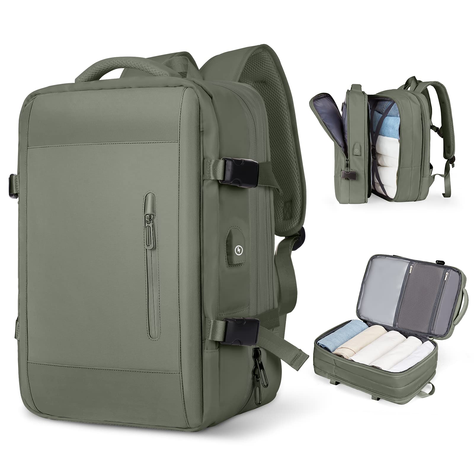 SZLX Zaino Ryanair 40x20x25 Bagaglio a Mano Donna Zaino da Viaggio con Porta USB Borse da Cabina per Easyjet 45x36x20 Zaino per Computer Portatile Impermeabile Borsa da Viaggio Uomo Travel Backpack