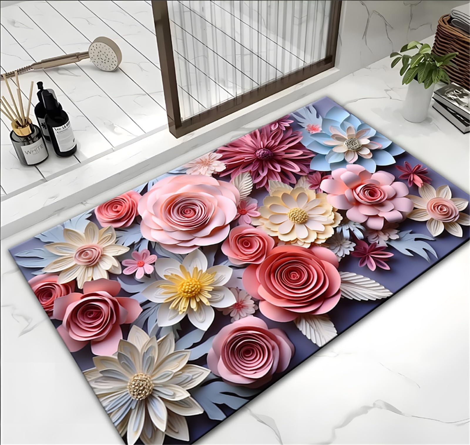 Tapis de bain absorbant en diatomite Odot pour sécuriser la douche et décorer le salon