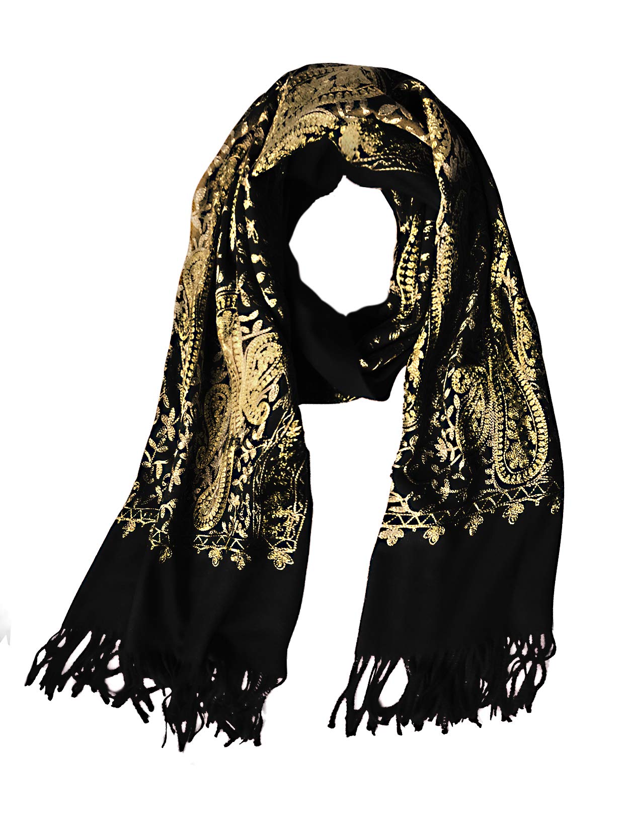 Women's Embroidered Oversize Tassel Shawl Scarf