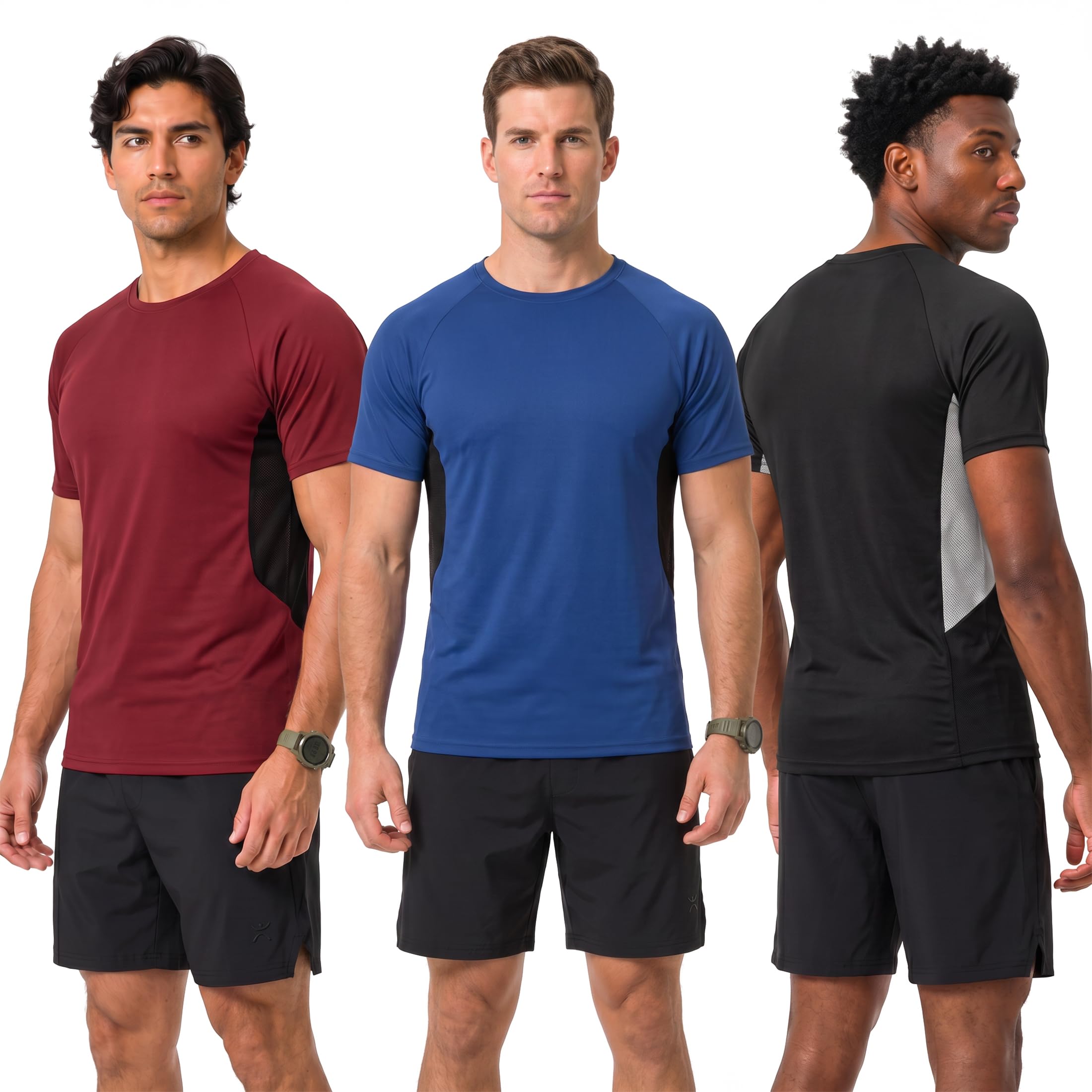 3 Pack Workout Shirts for Men Short Sleeve Gym T-Shirt