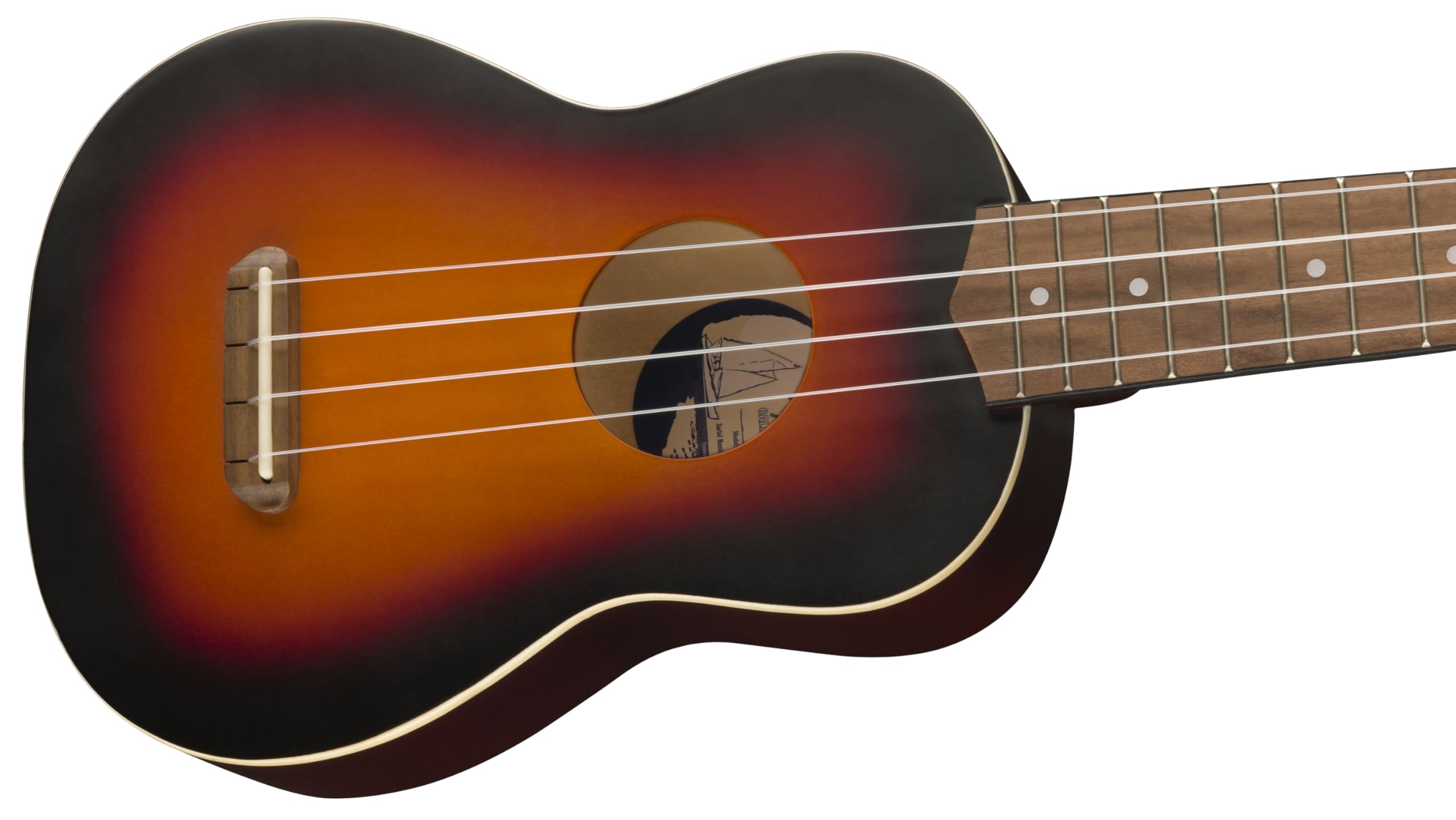 Fender California Coast Venice Ukulele Soprano, Sunburst a 2 Colori, Tastiera in Noce, Manico Slim C, Ponte Senza Nodi, Paletta Tele a 4-in-Linea