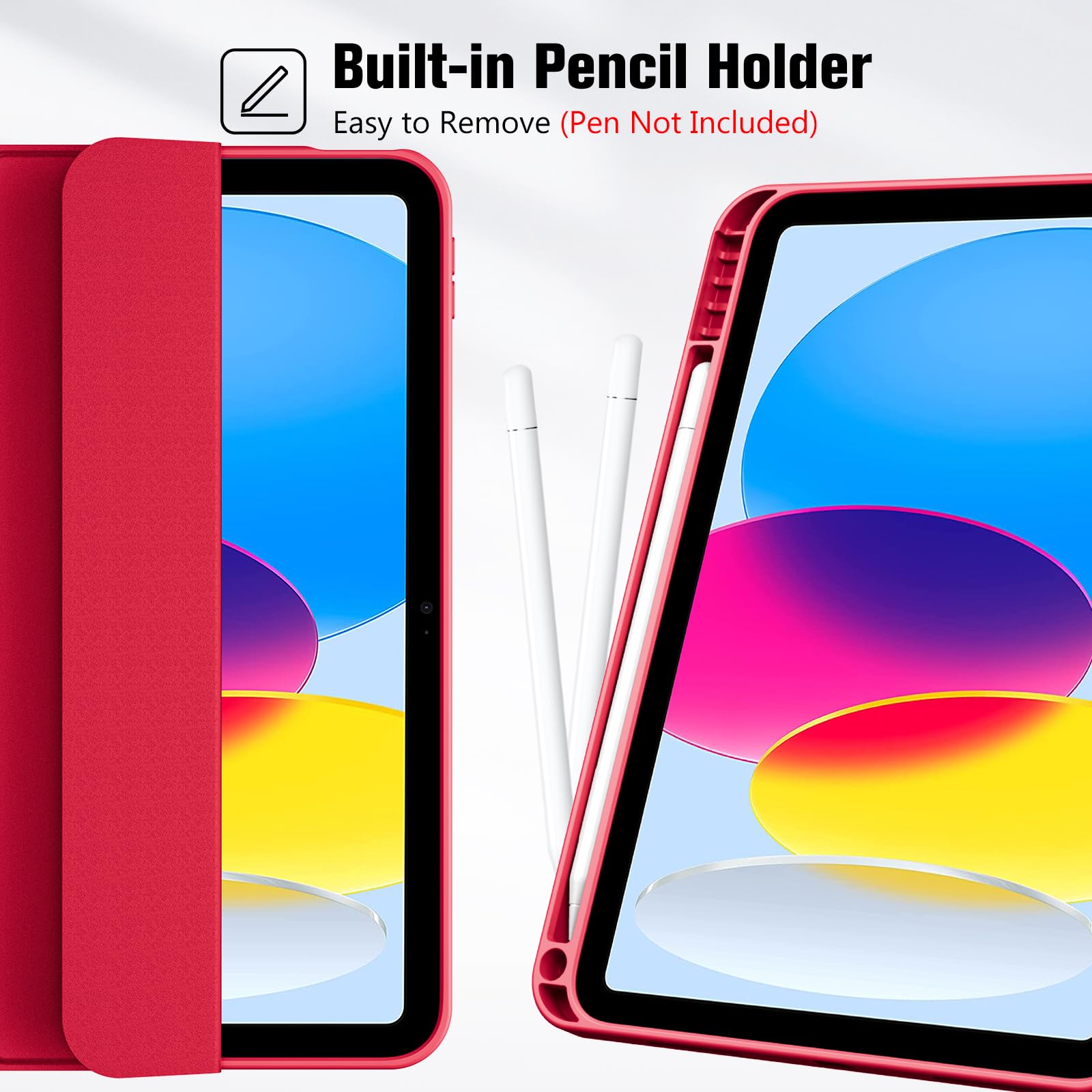 MW 300007 Folio Slim Cover Per IPad Mini 4, Colore Rosso, Con Supporto Multi-angolazione E Autostandby