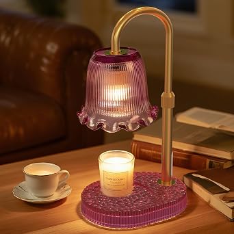 Height Adjustable Candle Warmer Lamp - 4-Level Dimming, Timer Function, Stylish Design, Purple Multiple Colors