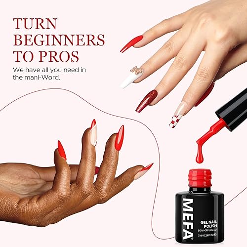 Miniatura 7 de MEFA Juego de esmaltes de uñas de gel, 6 colores, tonos rosa claro, rosa claro, neutro, beige, tostado, tonos de piel, para todas las estaciones,