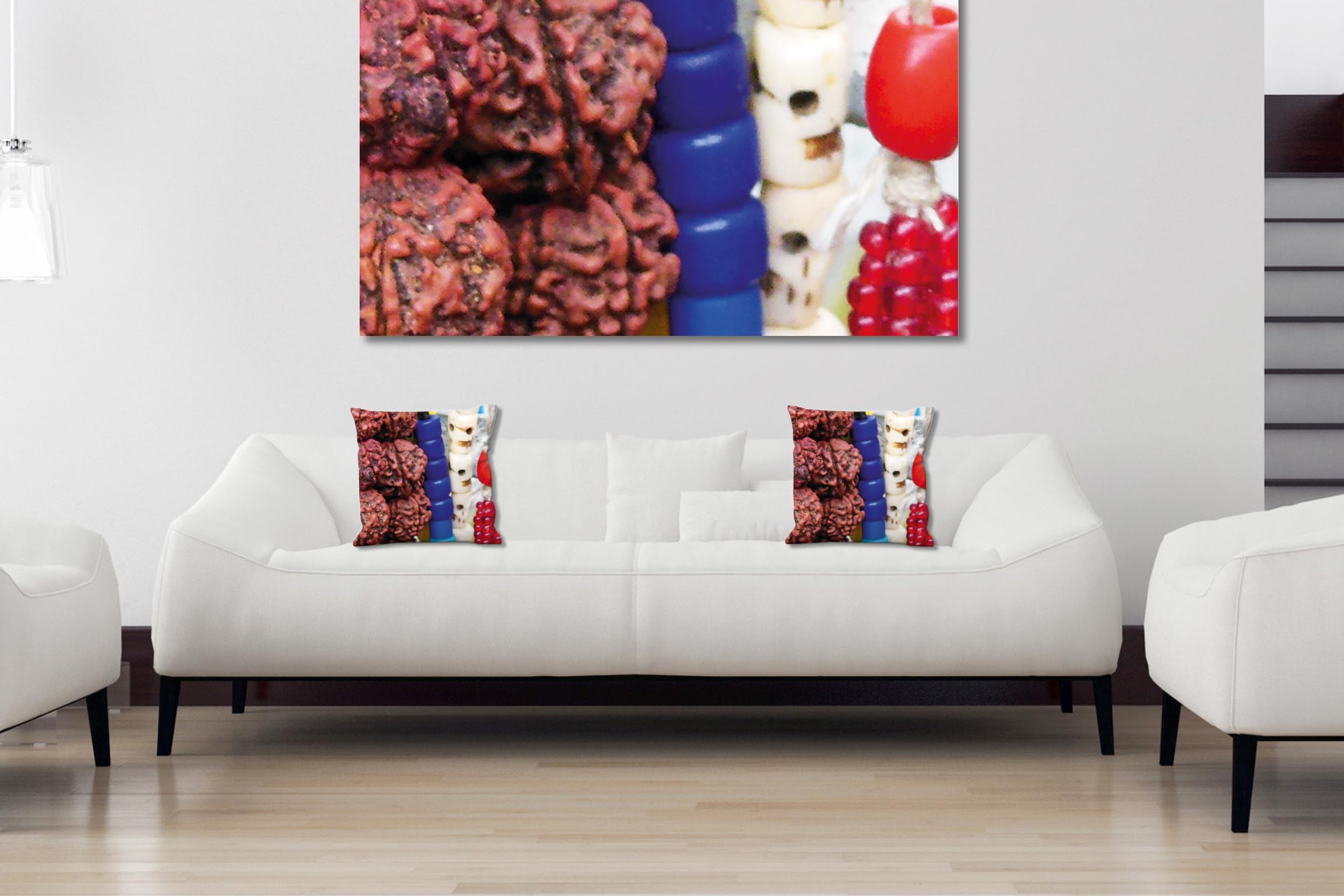 Ketten 4 - Foto-Kissen-Hülle Set (2 STK.) 40 x 40 cm | Kissen-Bezüge - passend zu Wandbild - Deko-Kissen - Schmuck Farbe Perle Afrika