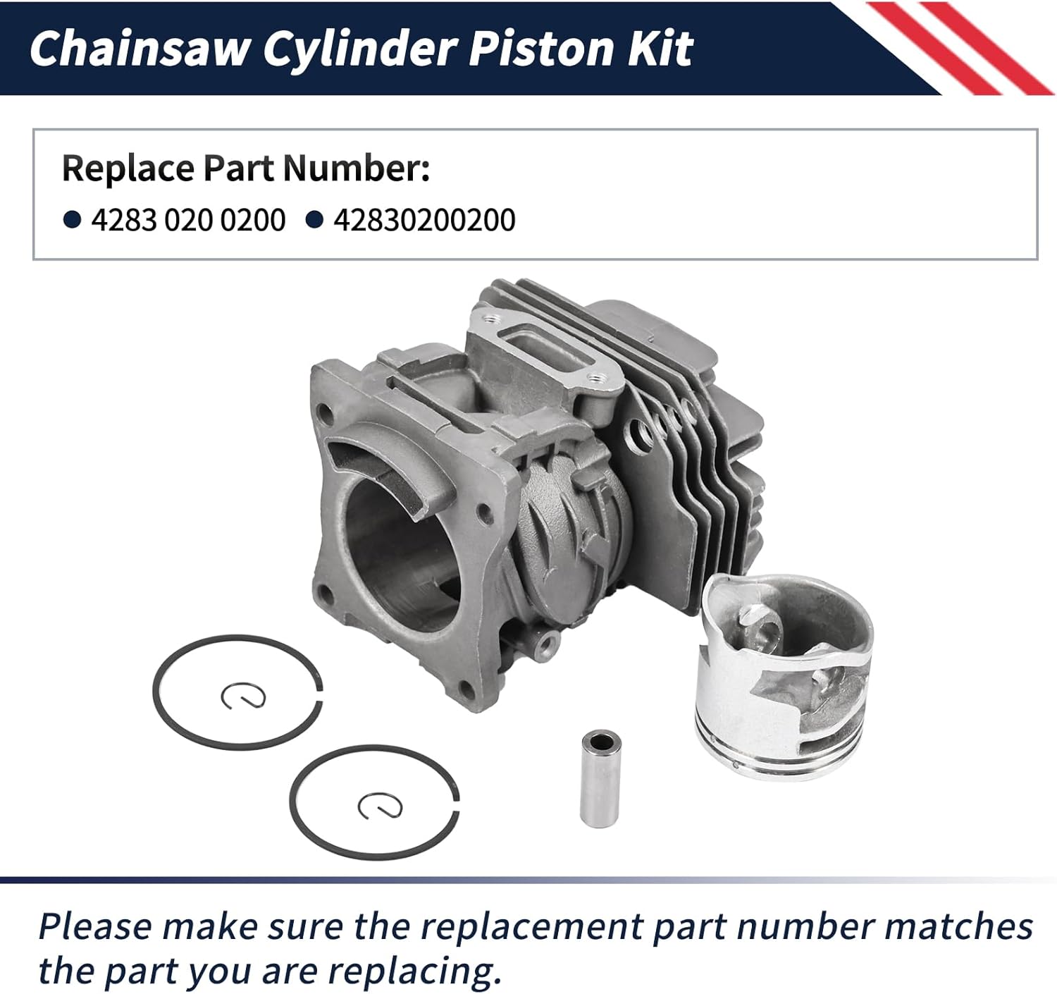 Chainsaw Cylinder Piston Kit 1145 020 1200 Compatible with Stihl Chainsaw MS201 MS201T MS201C MS201TC MS201Z Replace 1145-020-1200 Cylinder Bore: Ø 40mm