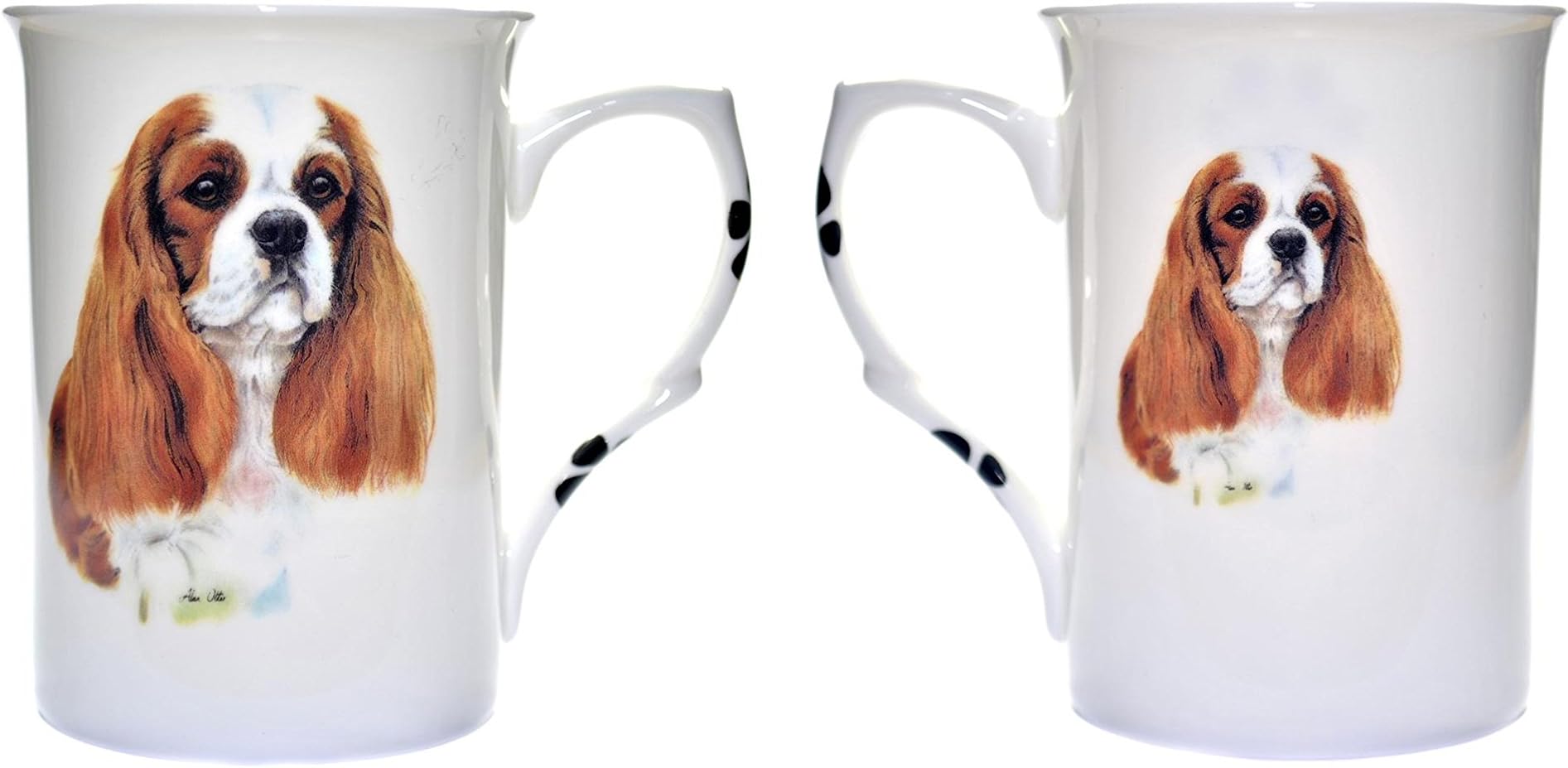 (BB17) Set of 2 Bone China BEAKERS/Mugs BLENIUM Cavalier King Charles Spaniel Dog Presentation Gift Boxed- Lovely Gift, Kirsty Jayne China, Hand Decorated