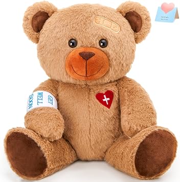 Houwsbaby 12 30CM Get Well Soon Teddy Bear Stuffed Animal Get Well Soon Bear Stuffed for Kids Adult After Surgery Gifts for Infant Broken Arm Teddy Bear Feel Better Bear