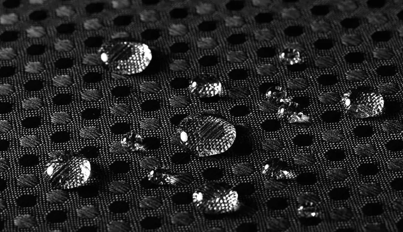 Black No Hook Waffle Weave Shower Curtain with snap-in Liner Replacement, 299GSM Waterproof Fabric Modern Hotel Shower Curtain Set for Bathroom, Through Mesh Top Window,71Wx74H
