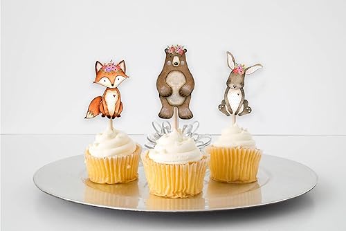 Miniatura 2 de 10 adornos para cupcakes de animales del bosque, decoraciones caprichosas de criaturas del bosque para los amantes de la naturaleza
