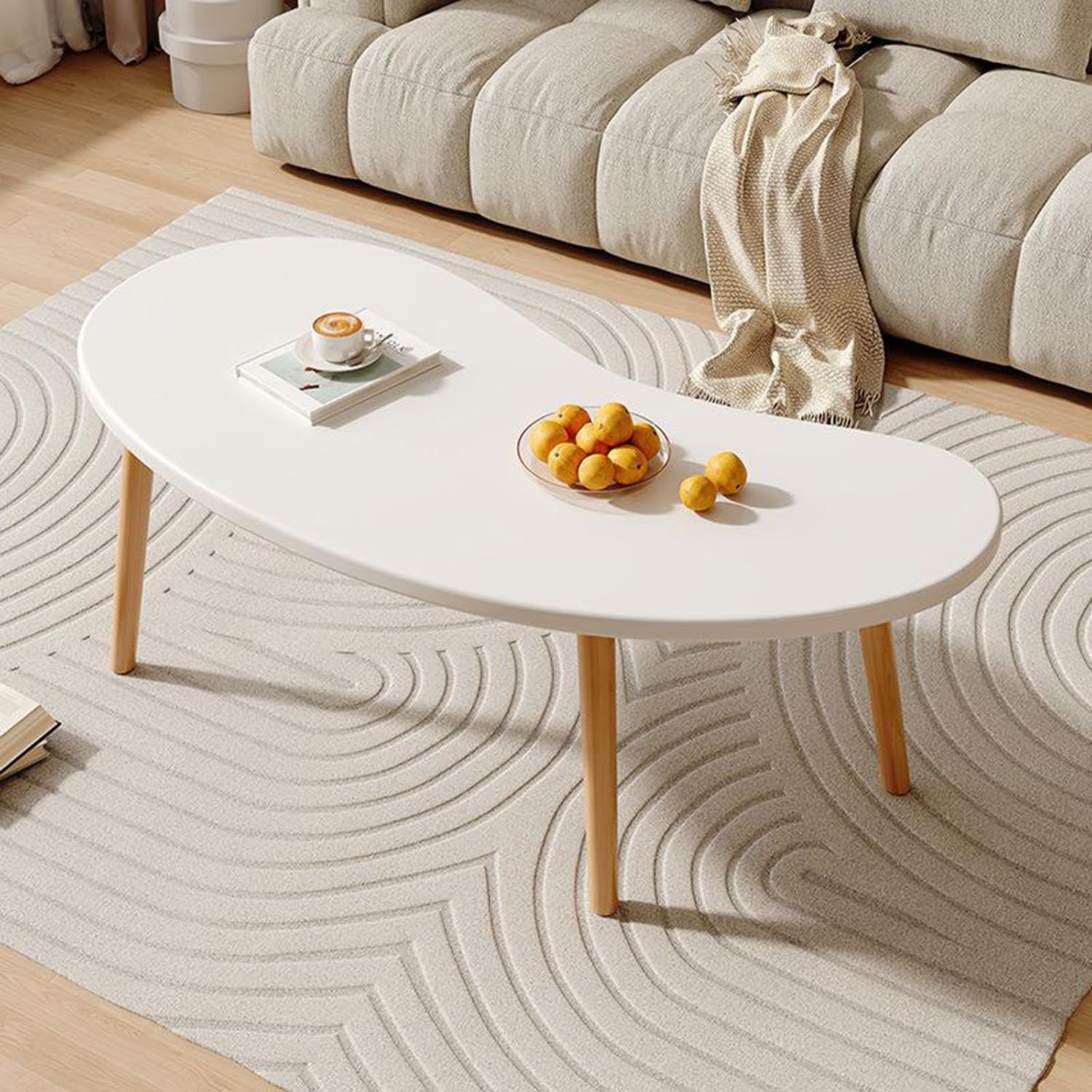 Coffee Table, Side Table with Solid Wood Legs, Sofa Centre Table for Bedroom Apartments, Wooden Tea Table for Living Room, Restaurant, Apartments, Balcony & TV longue, Easy to Assemble (100CM-E)