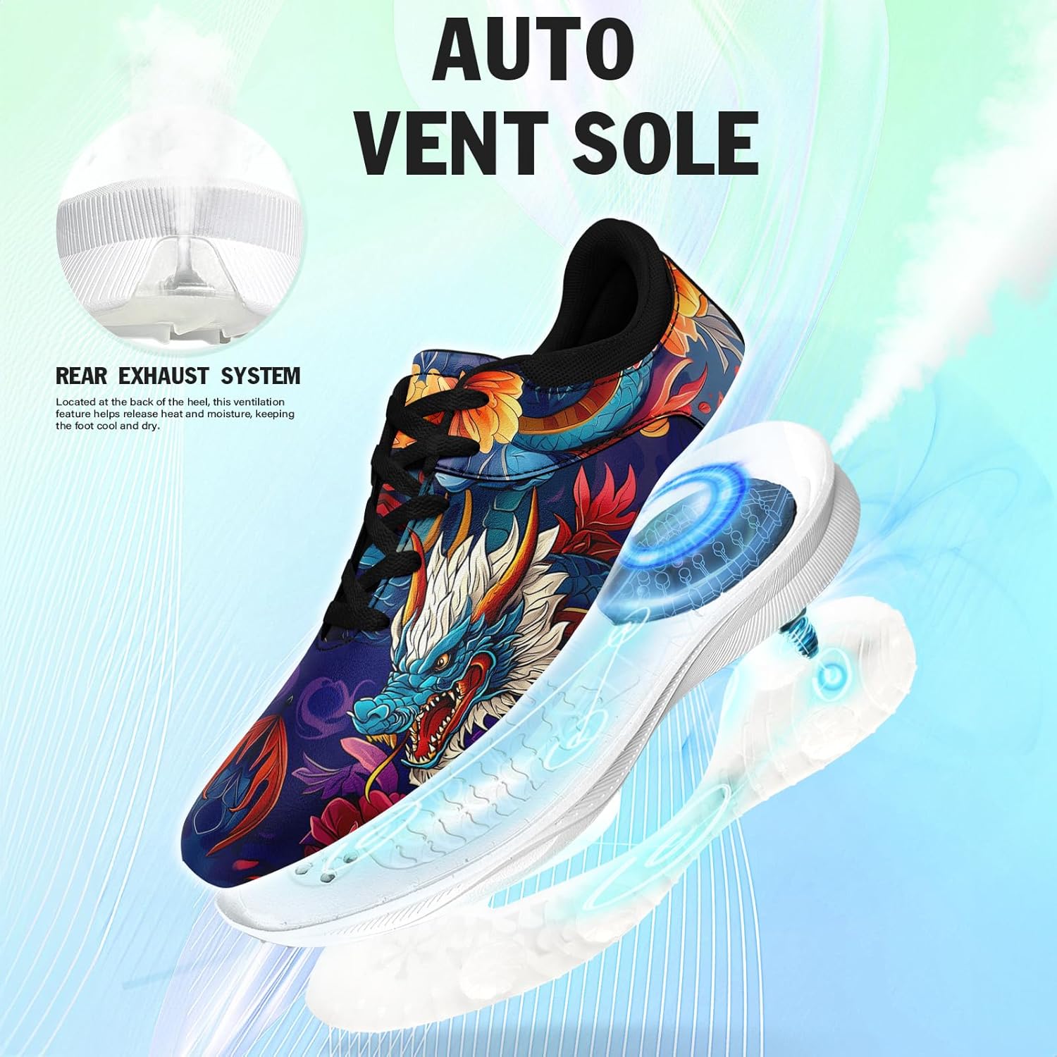 Men's Dragon Golf Shoes, Athletic Spikeless Golf Sneakers Non-Slip Cushion Waterproof Walking Shoes for Women