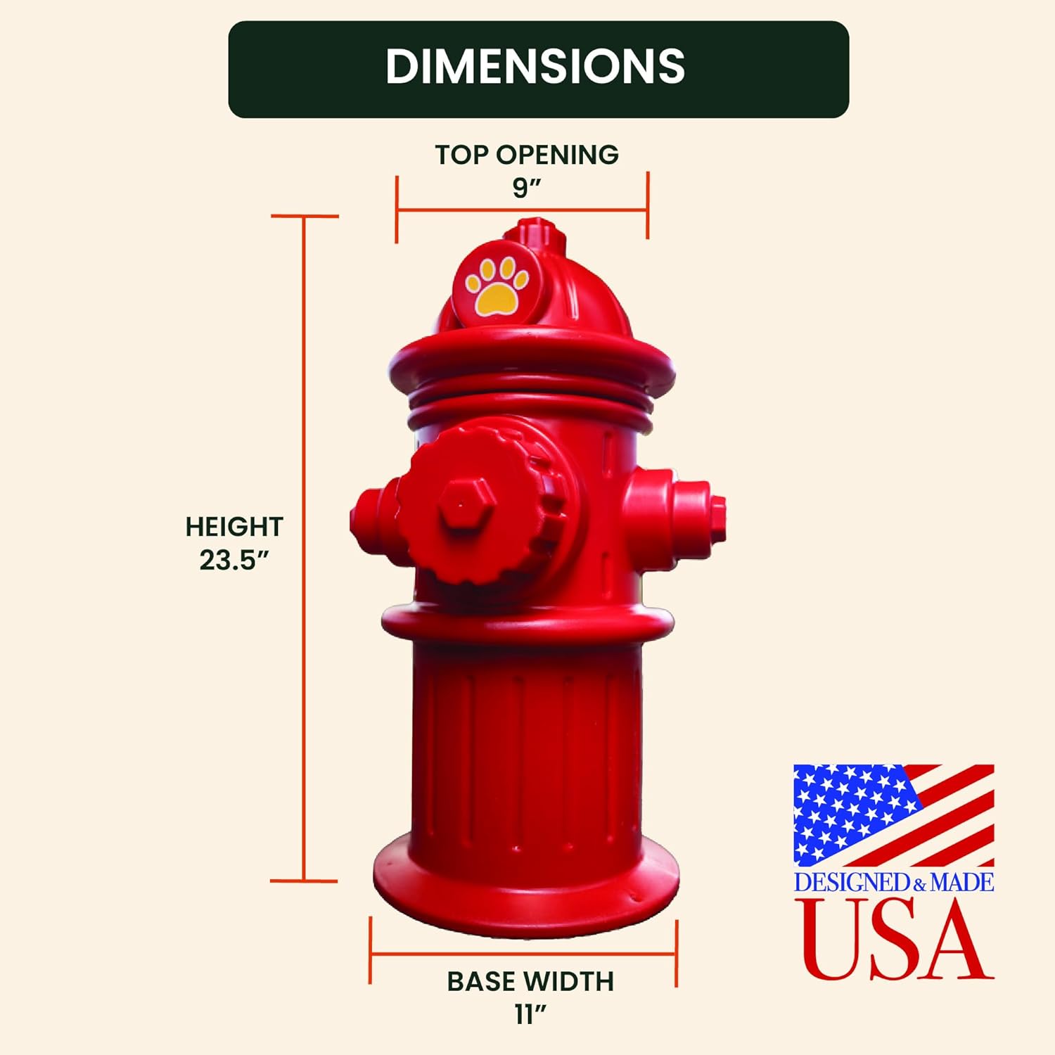 Beuta 24" Red Plastic Fake Fire Hydrant for Dogs to Pee On | Dog Fire Hydrant Pee Post | Dog Pee Post Outdoor with 3 Securing Spikes – Great for Lawn Training & Outdoor Display