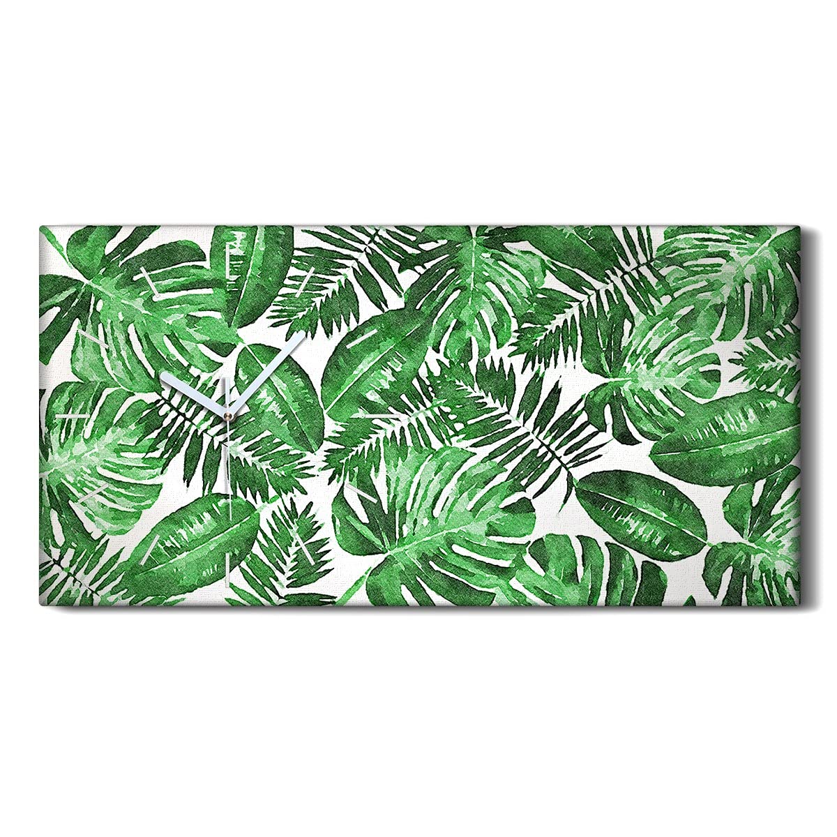 Horloge sur Toile Silencieuse pour Salon et Chambre au Design Végétal de Monstera