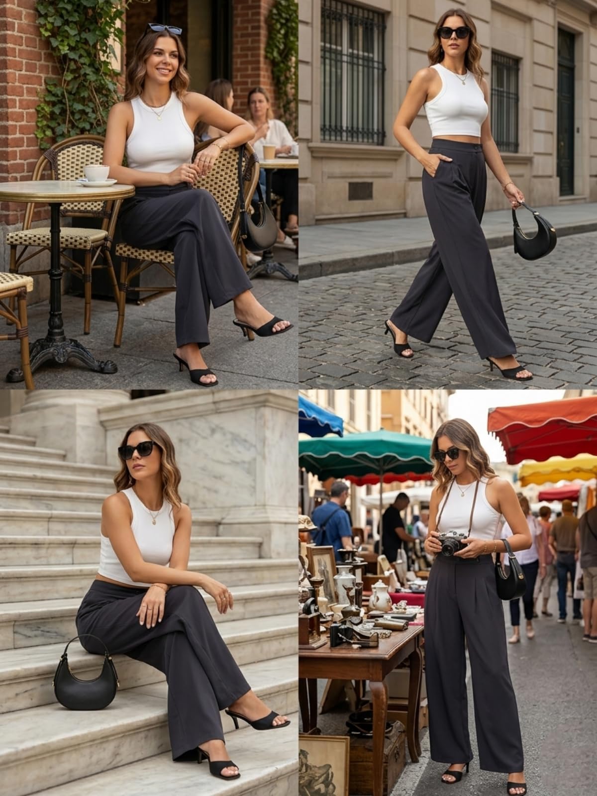 GRECIILOOKS Pantalón Mujer | Cintura alta acampanada estilo coreano | Pantalones formales para mujer | Pantalones de chándal elegantes para universidad y eventos (tallas grandes disponibles)