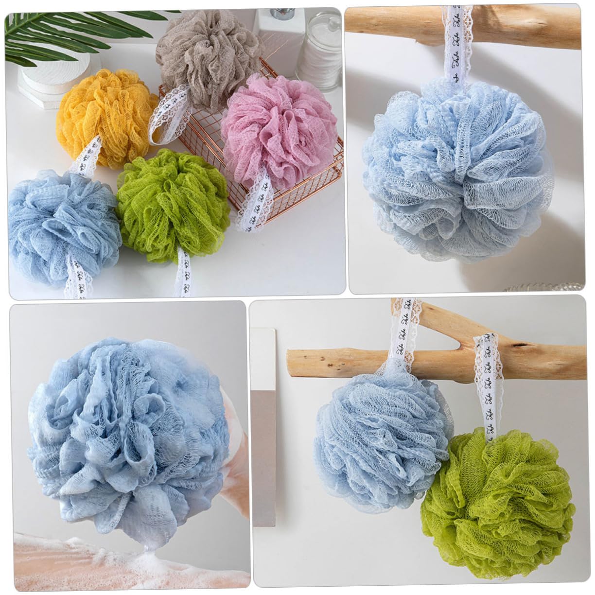 OSOLADY 2Pcs Compact Bath Loofah Balls Convenient Daily Use Shower Sponges Wear Resistant Design for Deep Cleansing Easy Production Quick Drying Storage Bathing