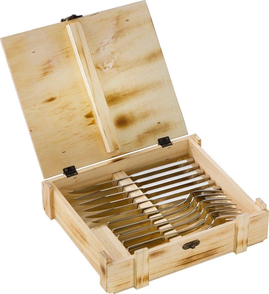 ZWILLING Steakbesteck Set 12-teilig, Für 6 Personen, in Holzbox, Edelstahl | Spülmaschinengeeignet, Messer mit Klingenstahl