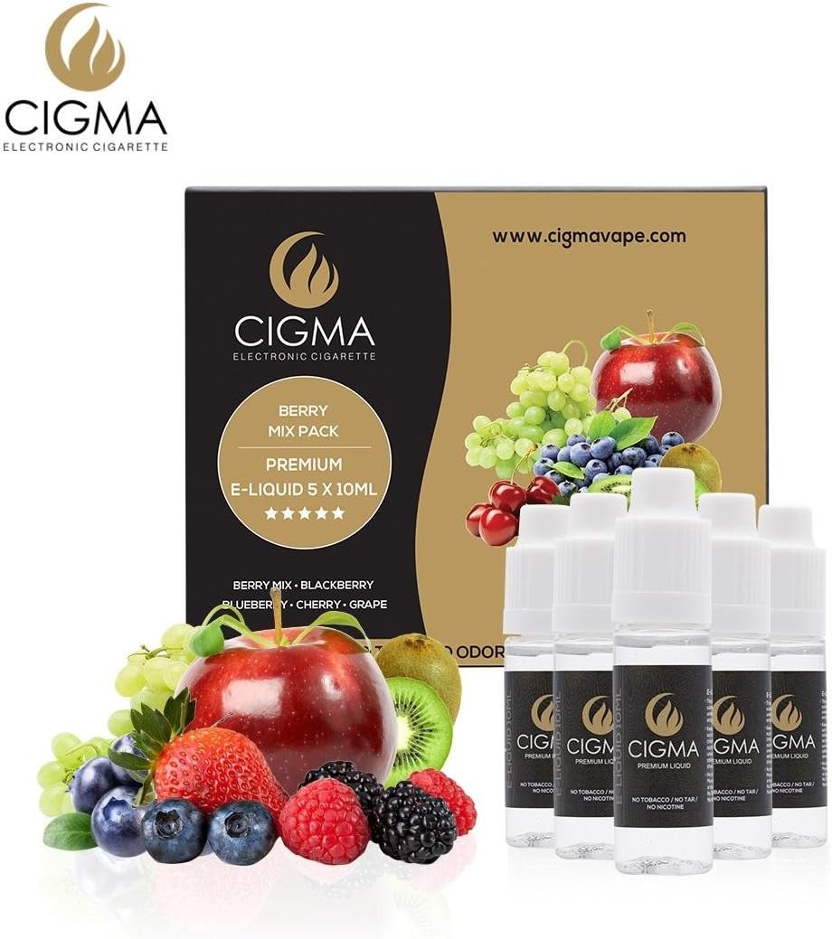 CIGMA 5 X 10ml Bottles Vape E-Liquid | Berry Mix Pack (Berry Mix) | New Premium Quality Formula with Only High-Grade Ingredients | VG & PG Mix Made for Electronic Cigarette and E Shisha | No Nicotine