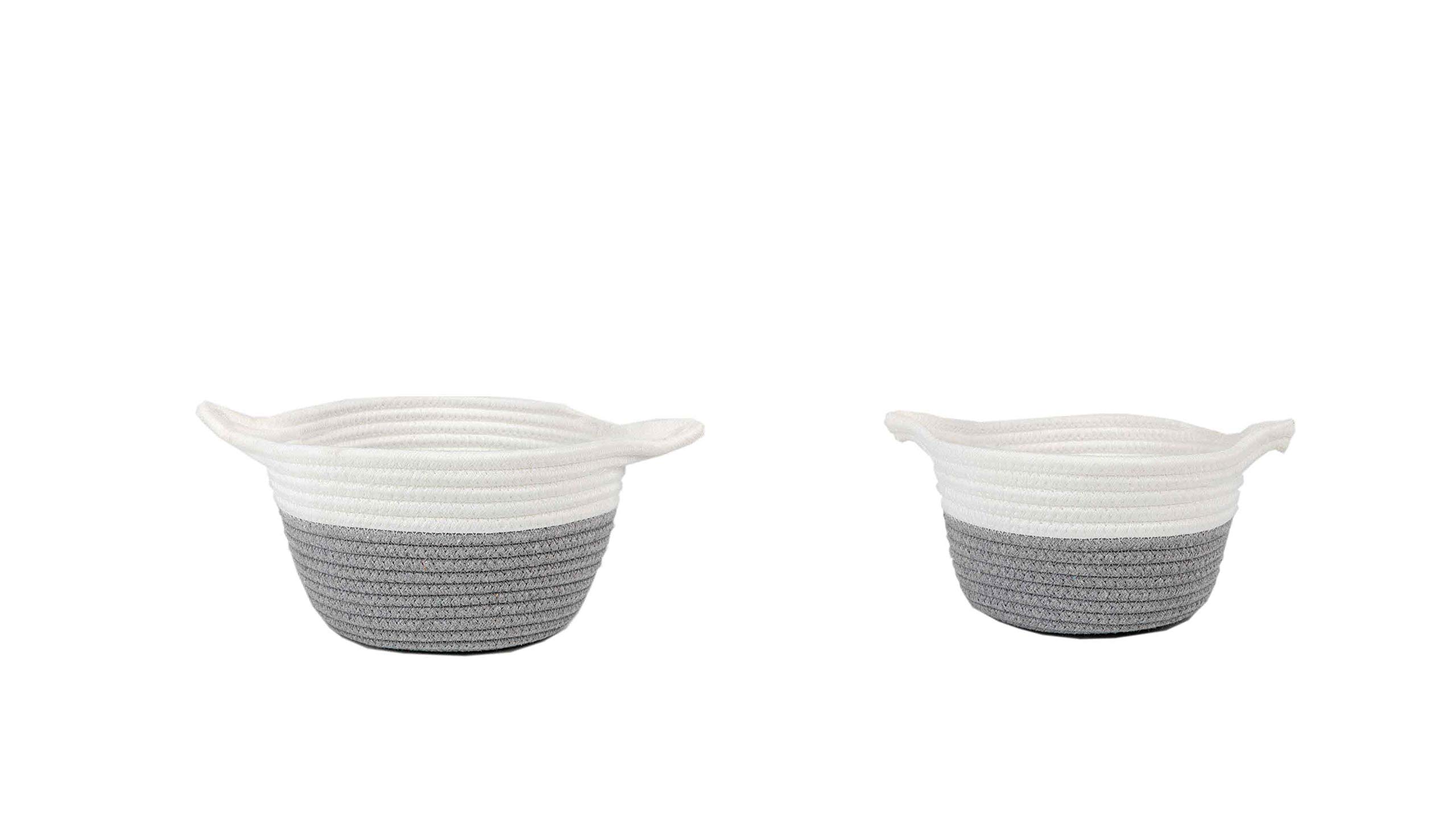 set of 2 Round Woven Baskets (grey)