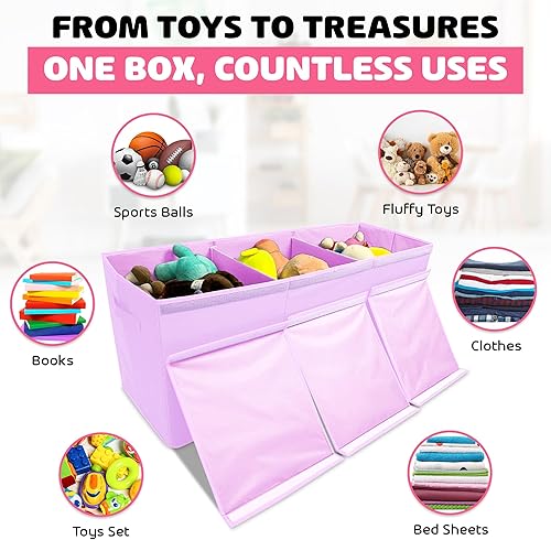 Miniatura 5 de Ethiques - Cofre grande plegable para juguetes de 40 x 16 x 14 pulgadas, color morado (lindo dinosaurio)