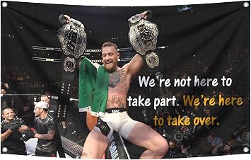 3x5 Ft Conor Boxing Polyester Flag - Inspirational Office Gym Wall Decor Single Sided Flag with 4 Brass Grommets - McGregor Gym Motivational Poster - Were Not Here To Take Part Were Here To Take Over