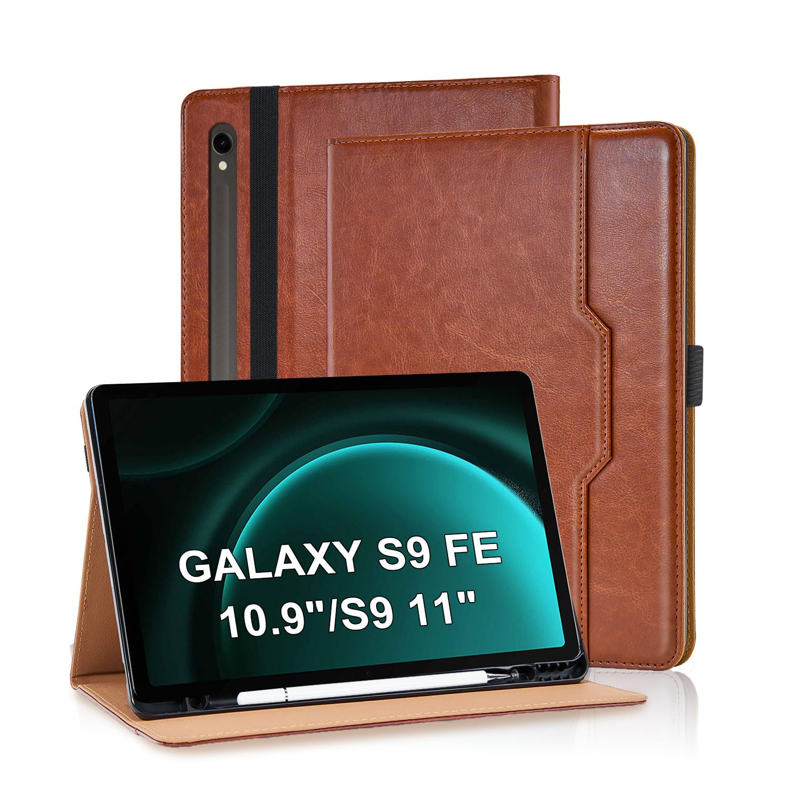 Varohix Case for Samsung Galaxy Tab S10 Lite/ S10 FE/ S9 FE 5G 10.9 Inch/Tab S9 11 Inch, PU Leather with Built-in S Pen Holder Magnetic Multi-Angle Stand Cover for Man,Woman,Brown samsung galaxy s9 fe Brown