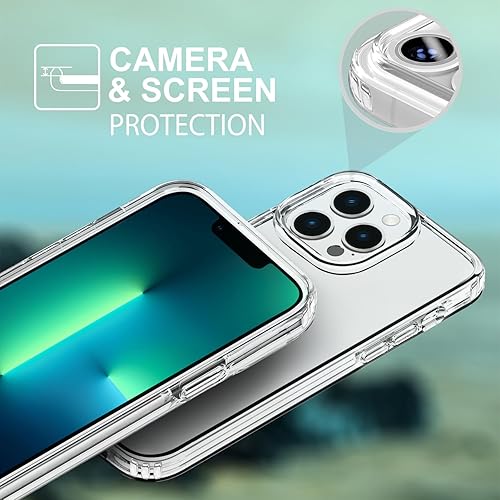 Miniatura 3 de TENOC Funda para teléfono compatible con iPhone 13 Pro, funda transparente antiamarilleo, cubierta trasera dura para 6.1 pulgadas