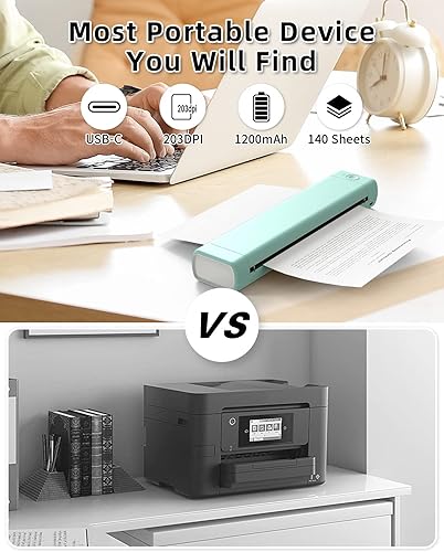 Miniatura 6 de Phomemo M08F - Impresora térmica portátil A4 verde con papel térmico A4 de 8.26 x 11.69 pulgadas, 200 unidades, impresoras móviles inalámbricas de
