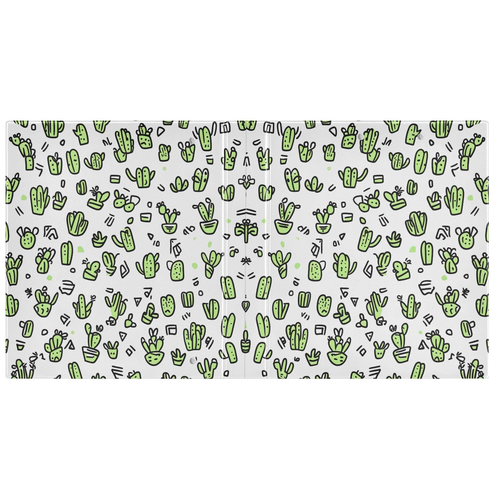 Carpetas de 3 anillos de 1.5 pulgadas con diseño de cactus y anillas redondas decorativas con clip de metal, organizador A4 para el hogar y la oficina, paquete de 2