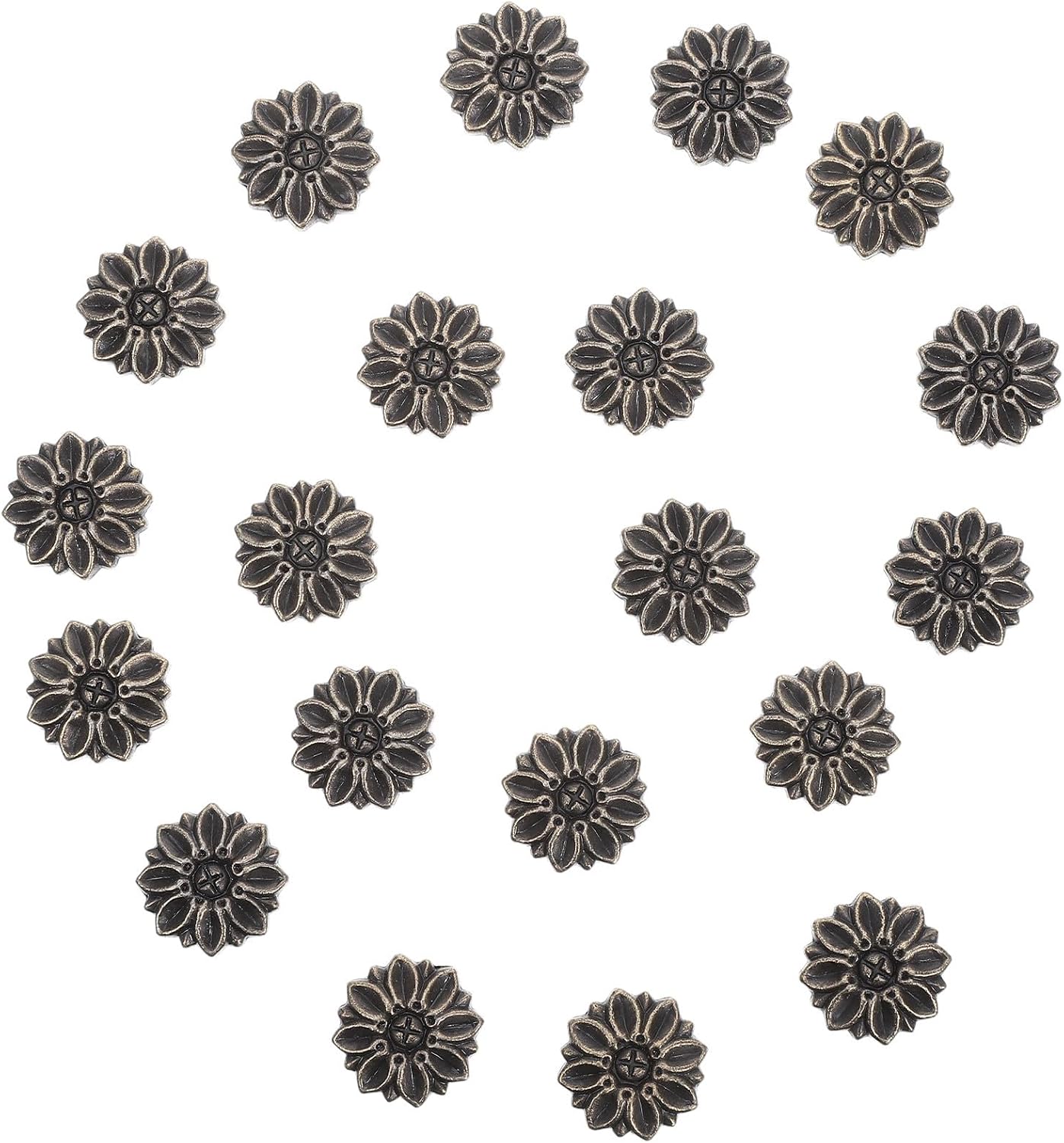 20pcs Vintage Zinc Alloy Furniture Washer Backplate for Dresser Knobs | Coffee round Petal Rosette, Replacement for Cabinet Restoration, Easy Install Decorative Hardware Accessory