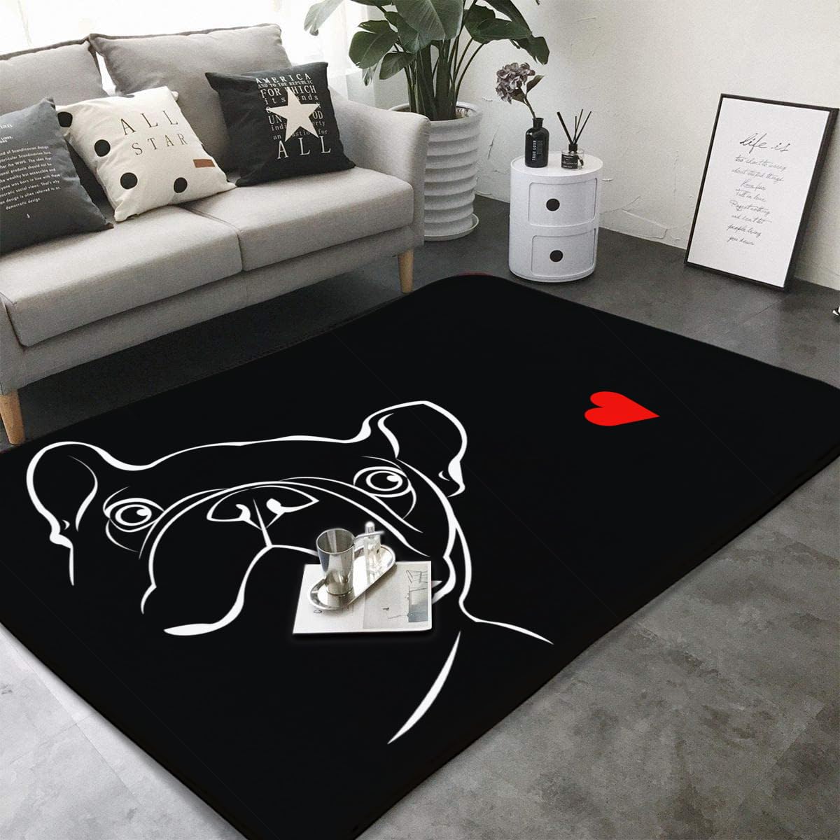 Amazon｜カーペット フレンチブルドッグ 犬柄 ラグマット 100×150cm