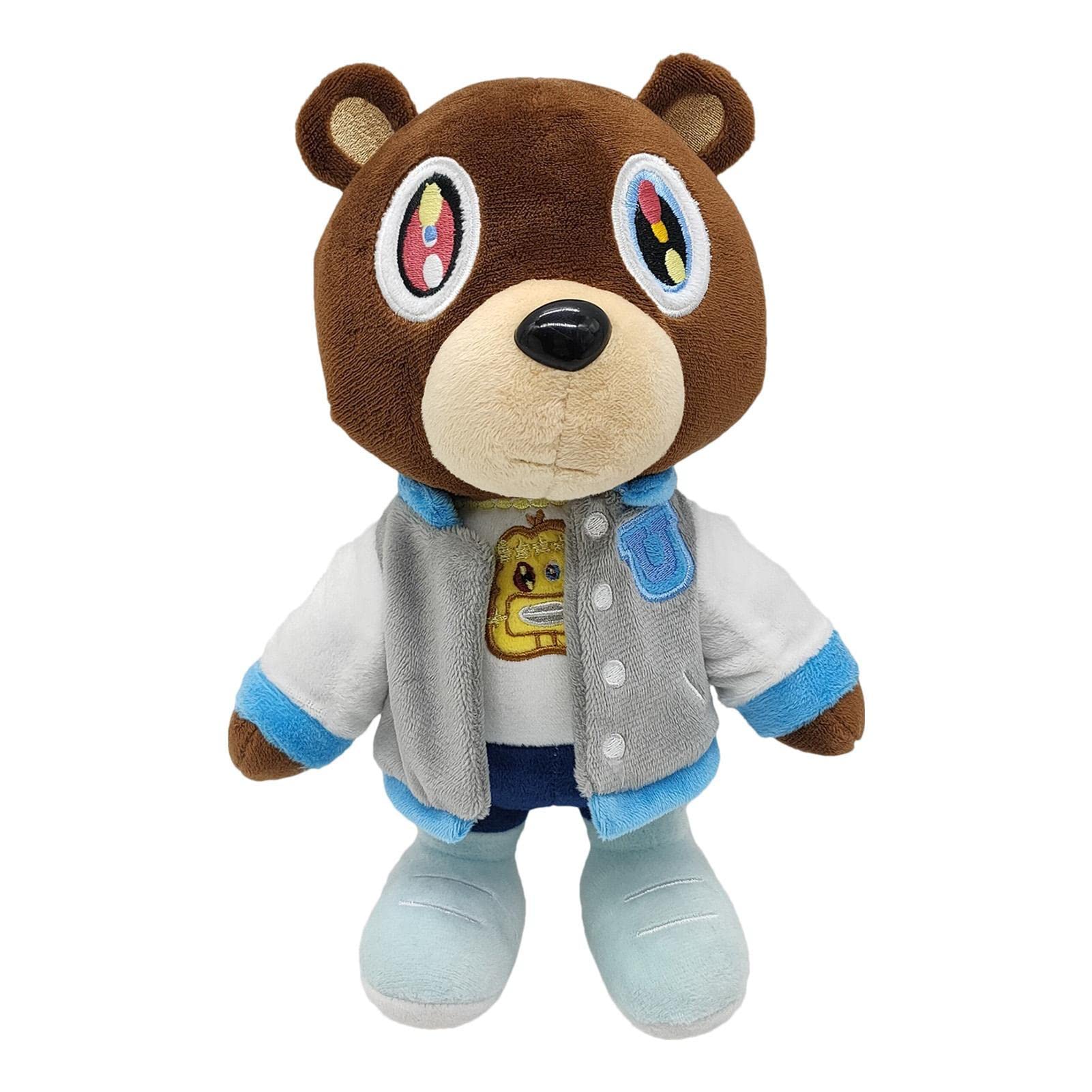 ZUREGO Ka-nye Bear Plush, 25cm Cute Bear Stuffed Doll, The Graduation Bear Plushie, Ka-nye We-st Bear Plush, Children's Birthday Gift Bear Dolls Stuffed Soft Toy Christmas Birthday Gift