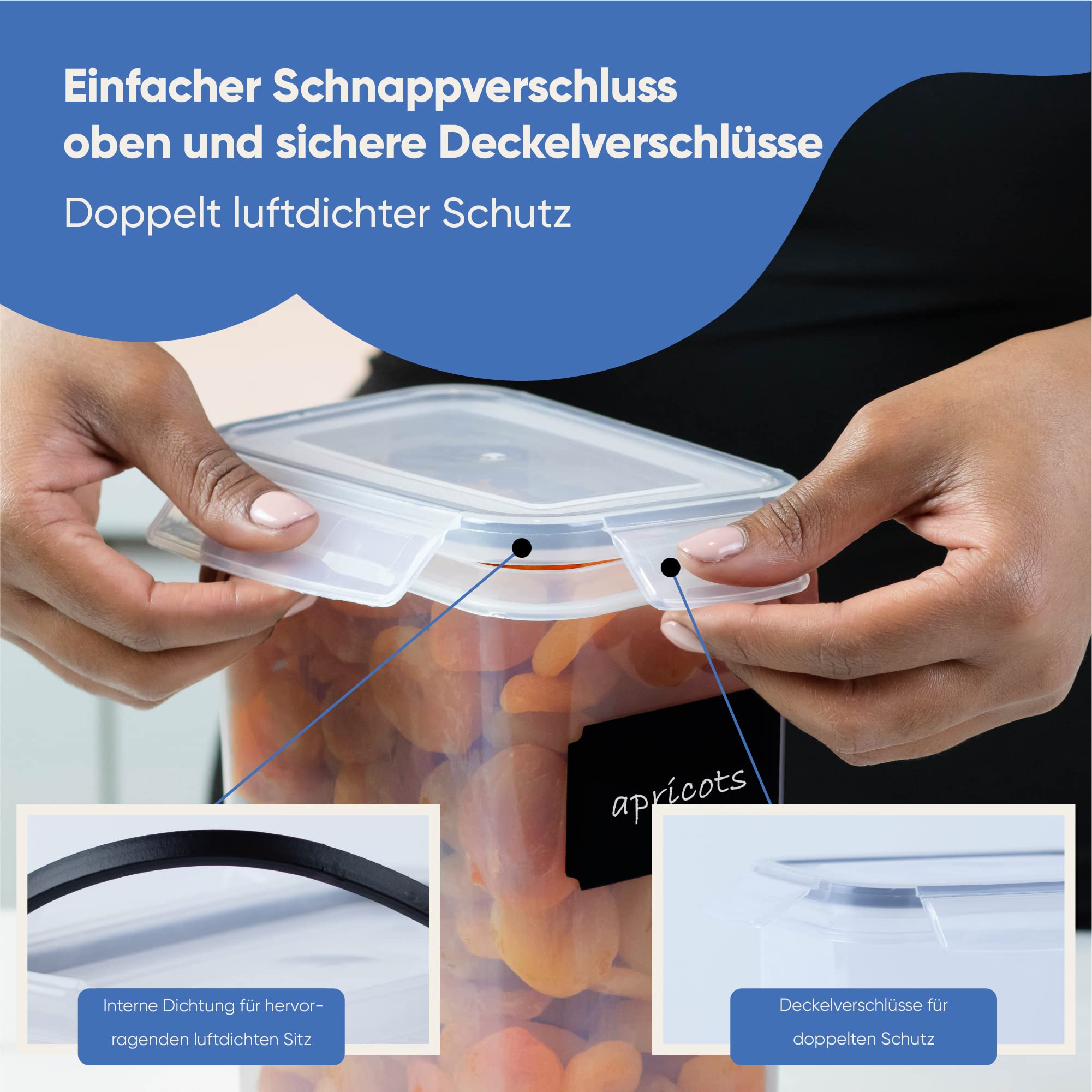 Chef's Path Vorratsdosen mit Deckel - 14er Blau Set großer Kunststoffbehälter - BPA-free Vorratsbehälter- luftdichte Lebensmittelbehälter & Küchenorganizer zur Aufbewahrung von Müsli